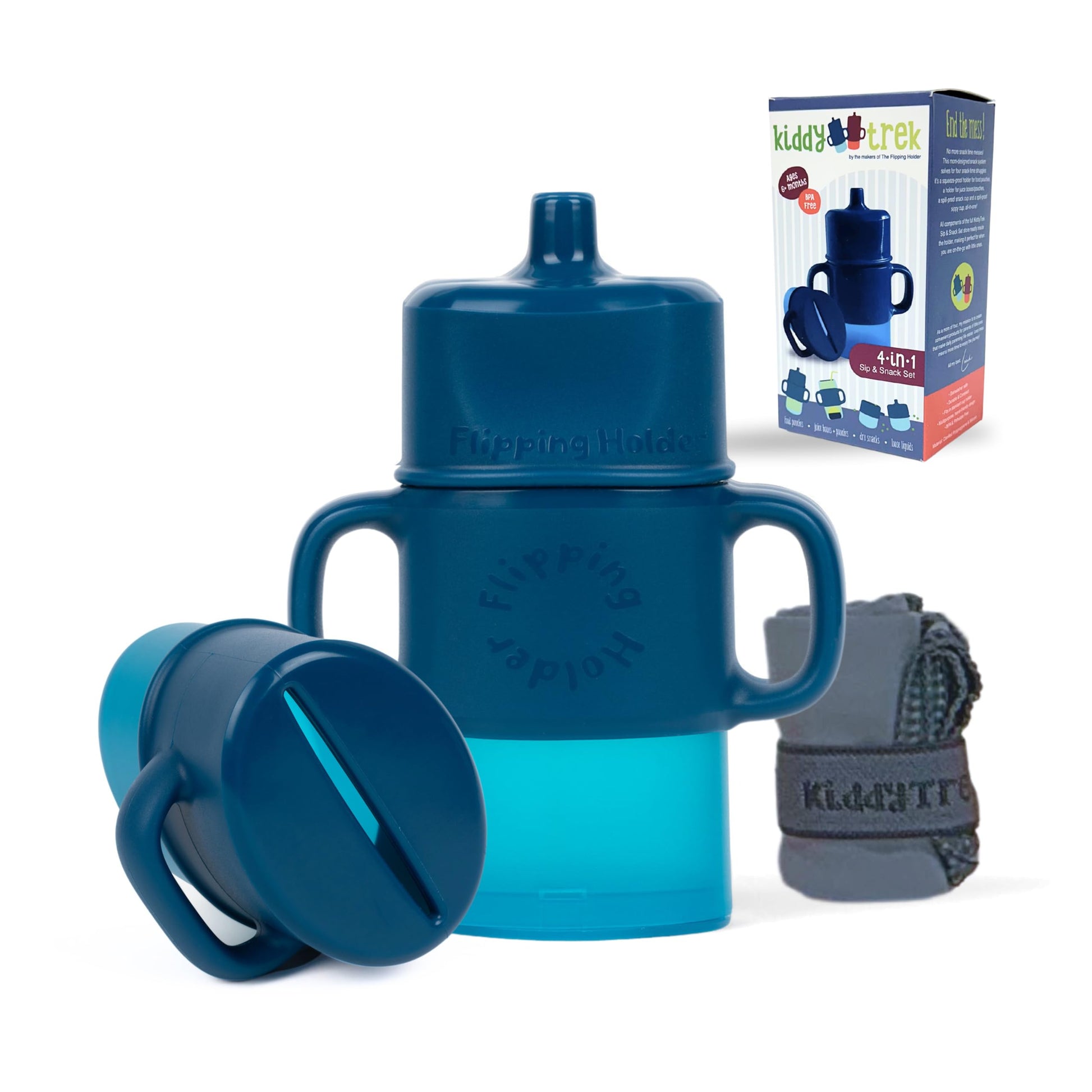 Soporte giratorio 4 en 1 para sorbos y aperitivos – Soporte para bolsa de comida de viaje, soporte para caja de jugo, taza de aperitivos y sorbos para bebés, niños pequeños y niños