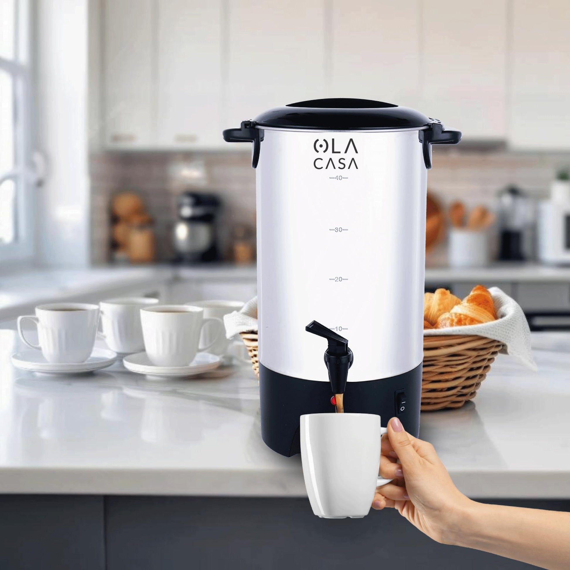 Cafetera Eléctrica Urna Acero Inoxidable 40 Tazas Filtro Permanente