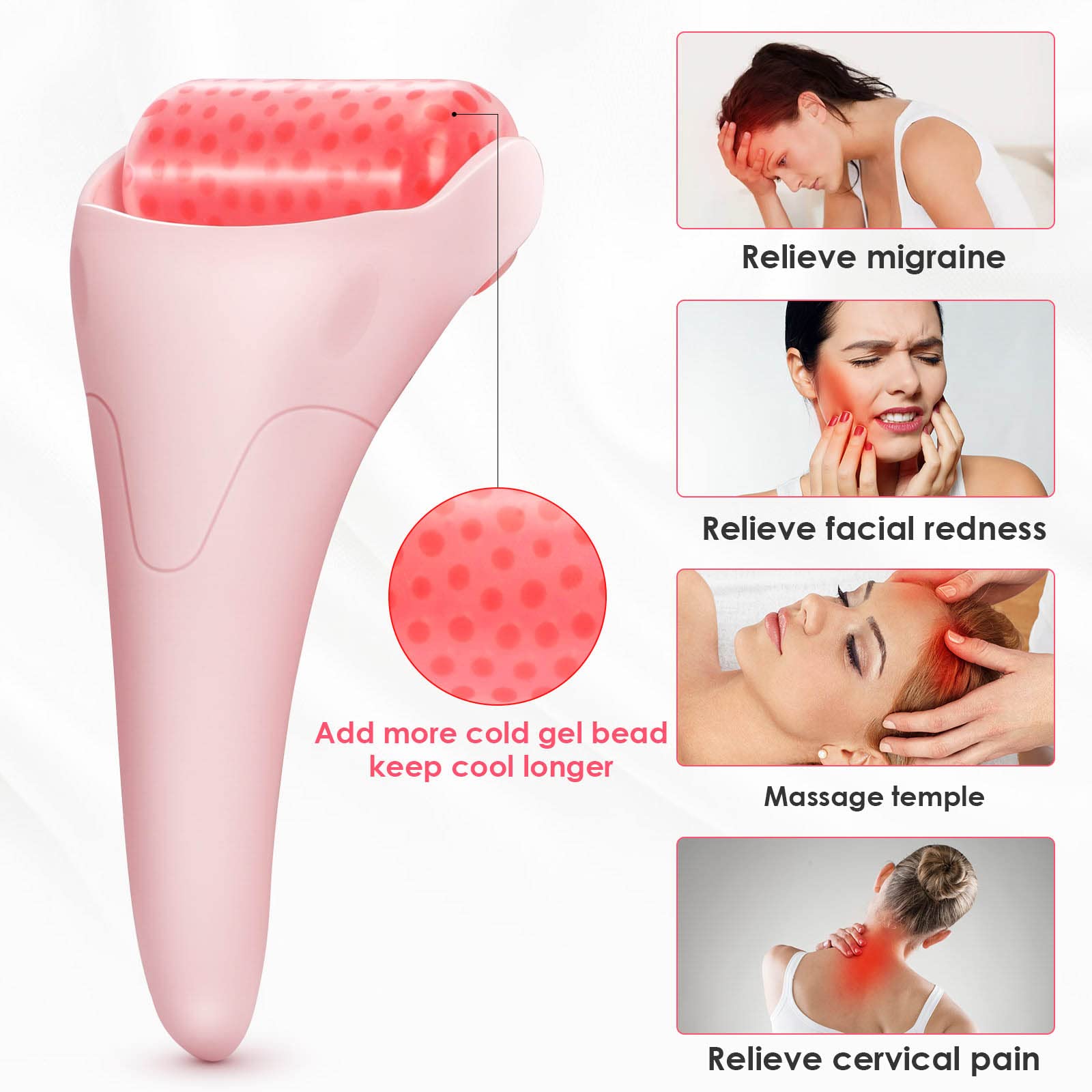 WEEGEEKS Rodillo de hielo y molde de hielo para herramientas de masaje facial, kit de cuidado de la piel con rodillo facial de hielo, molde de hielo facial, diadema de spa, herramienta Gua Sha, hermosa bolsa de embrague incluida
