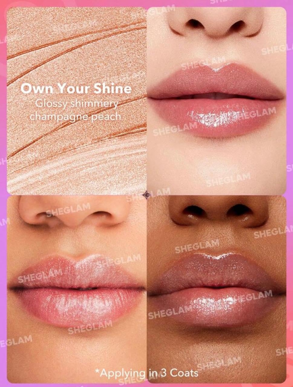 SHEGLAM Lápiz Labial Varios Tonos Efecto Espejo (Own your shine, 2.5 g)