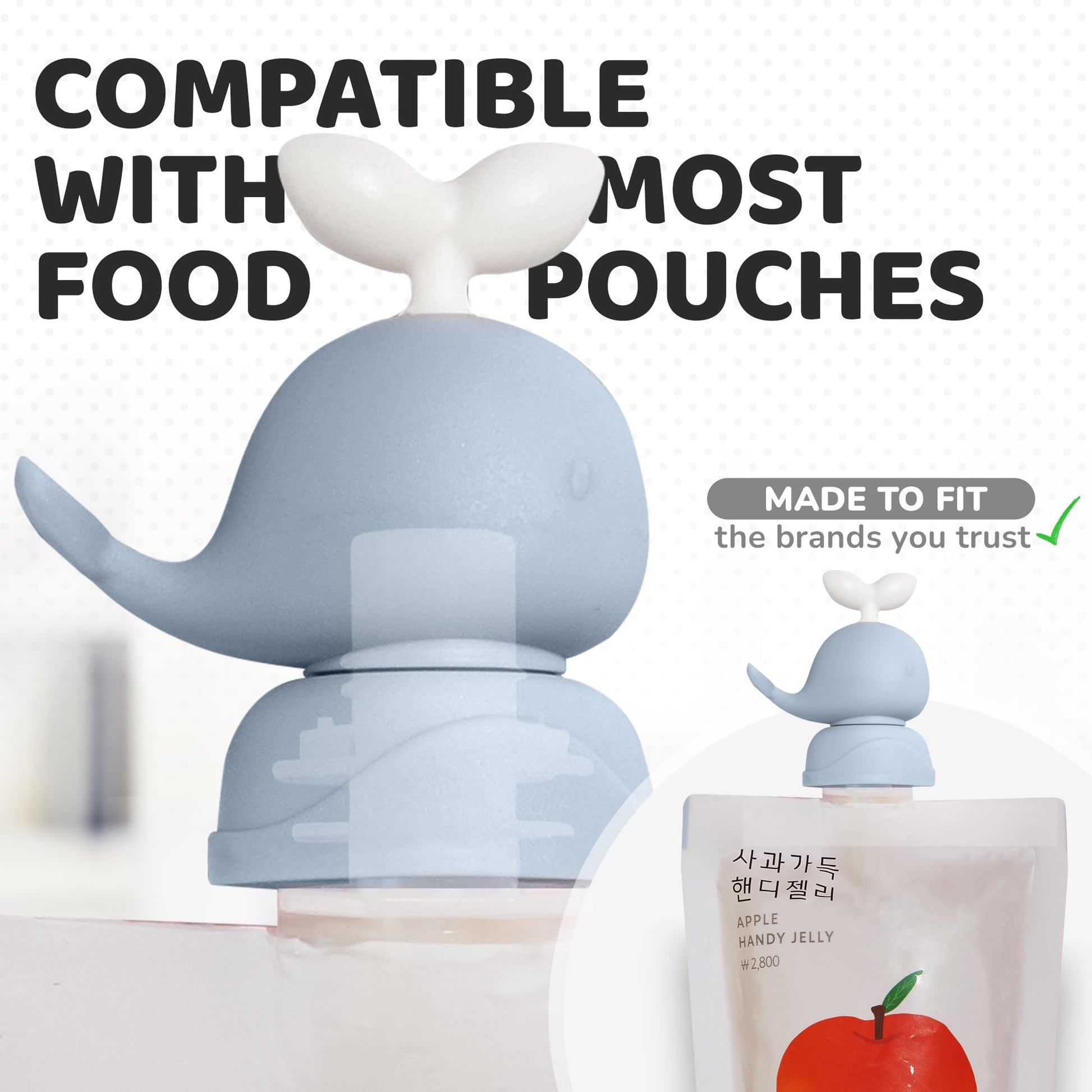 Firgi Bolsa De Alimentación Whale Softsip, 2 Unidades + Estuche De Viaje, Evita Derrames Y Fugas, Protege La Boca De Bebés Y Niños Pequeños, Silicona Reutilizable De Grado Alimenticio, Alimentación Di