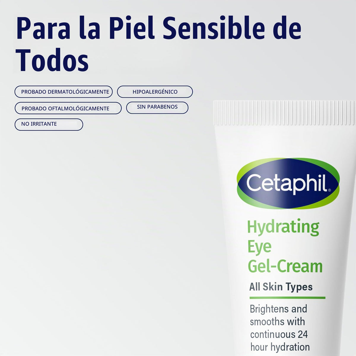 Cetaphil - Crema hidratante en gel para ojos con ácido hialurónico, diseñada para hidratar, iluminar y suavizar profundamente la zona debajo de los ojos, para todo tipo de piel, hipoalergénica y adecuada para pieles sensibles, 0,5 onzas líquidas Oz