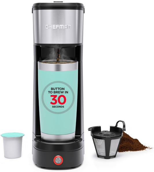 Chefman InstaCoffee Max, la forma más fácil de preparar el café de una sola porción más audaz, utilizar molidos frescos y sabrosos o tazas K