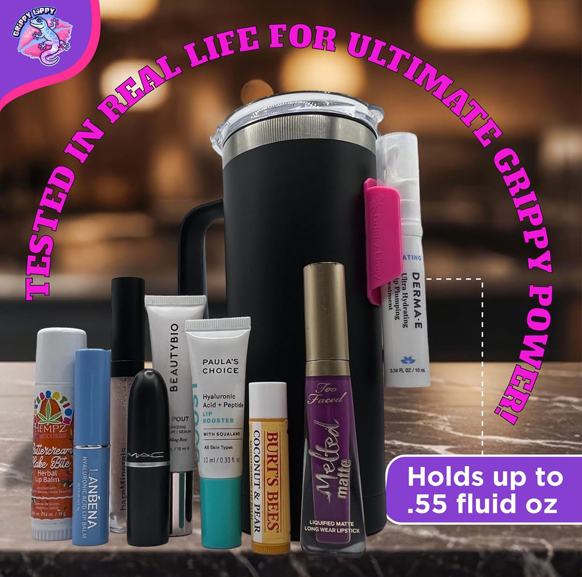 Estuche duradero para bálsamo labial, paquete de 2 en rosa y morado | Básico de viaje versátil para brillo de labios, bálsamo labial y aceite de labios | Almacenamiento ideal de bálsamo labial para
