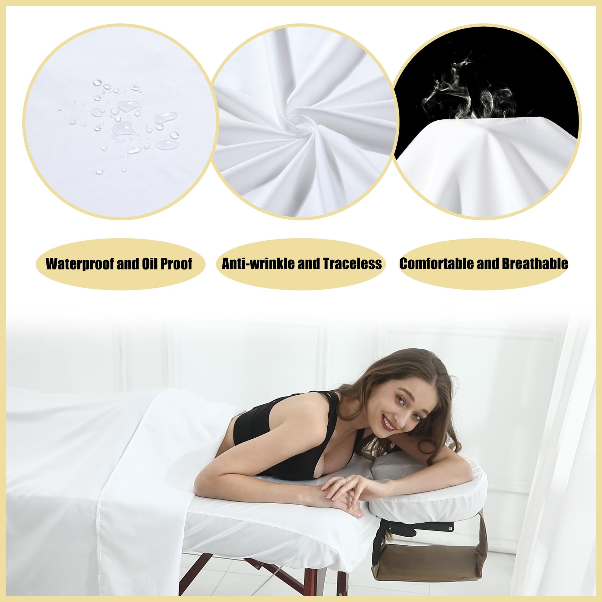 GASIYU Juegos De Sábanas De Microfibra Para Mesa De Masaje 3 Pzas Funda De Cama De Masaje Suave Libre De Arrugas Incluye Sábana Ajustable De Masaje, Sábanas De Masaje Y Cubierta De Cuna Faci