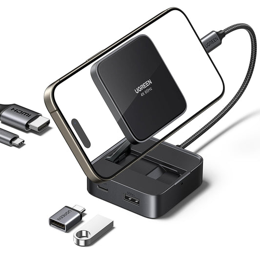 Hub USB C UGREEN Plata con Adaptador Magnético HDMI 4K y Carga PD 100W para Celular
