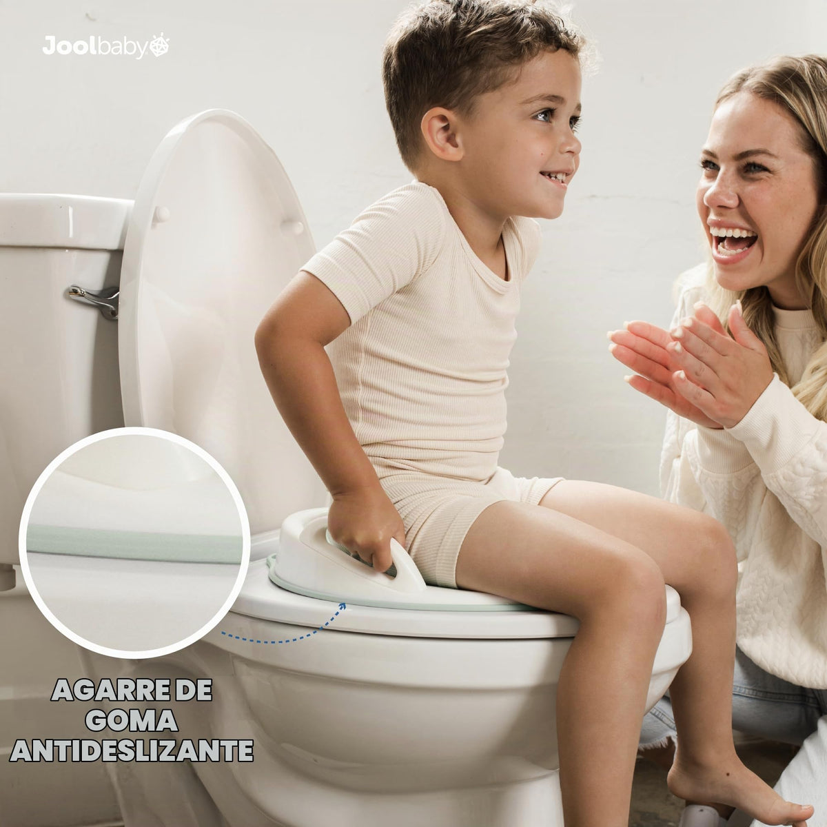 Jool Baby Asiento de entrenamiento para inodoro para niños y niñas con asas, se adapta a inodoros redondos y ovalados, antideslizante con protector contra salpicaduras, incluye gancho de