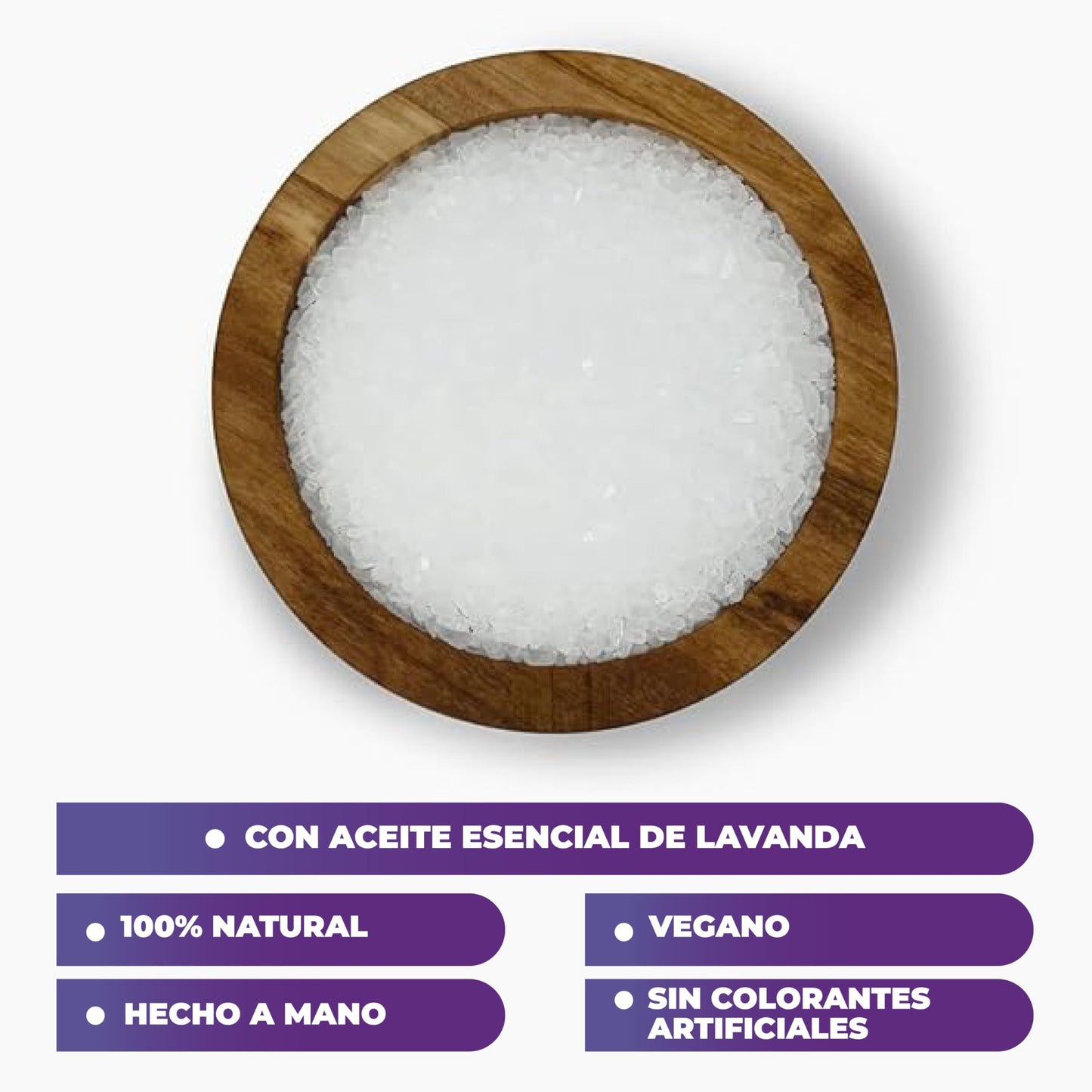 NAIMA Sal Epsom Lavanda, 1kg | Sulfato de Magnesio 100% Puro y Vegano | Baños Relajantes y Terapéuticos con Aroma de Lavanda | Ideal para Cuidado de Piel y Pies | Sin Colorantes Artificiales