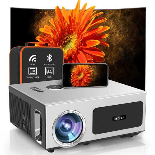 Proyector 4K con WiFi y Bluetooth 900 ANSI Native1080P, Compatibilidad 500 Pulgadas para Exteriores