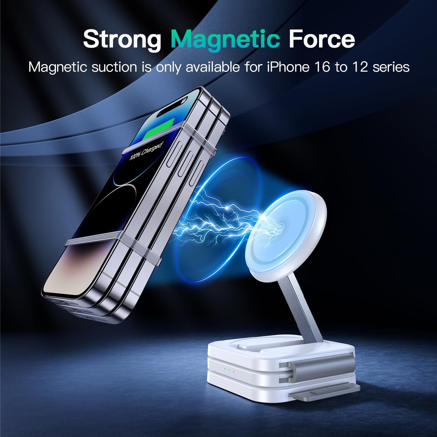 JARGOU 3 in 1 Magnetic Wireless Charger, Fast Charging Station for iPhone 16/15/14/13/12 Series, Travel Charger for Multiple Devices for AirPods 4/3/2/Pro, Charging Stand for Apple Watch S10 Series