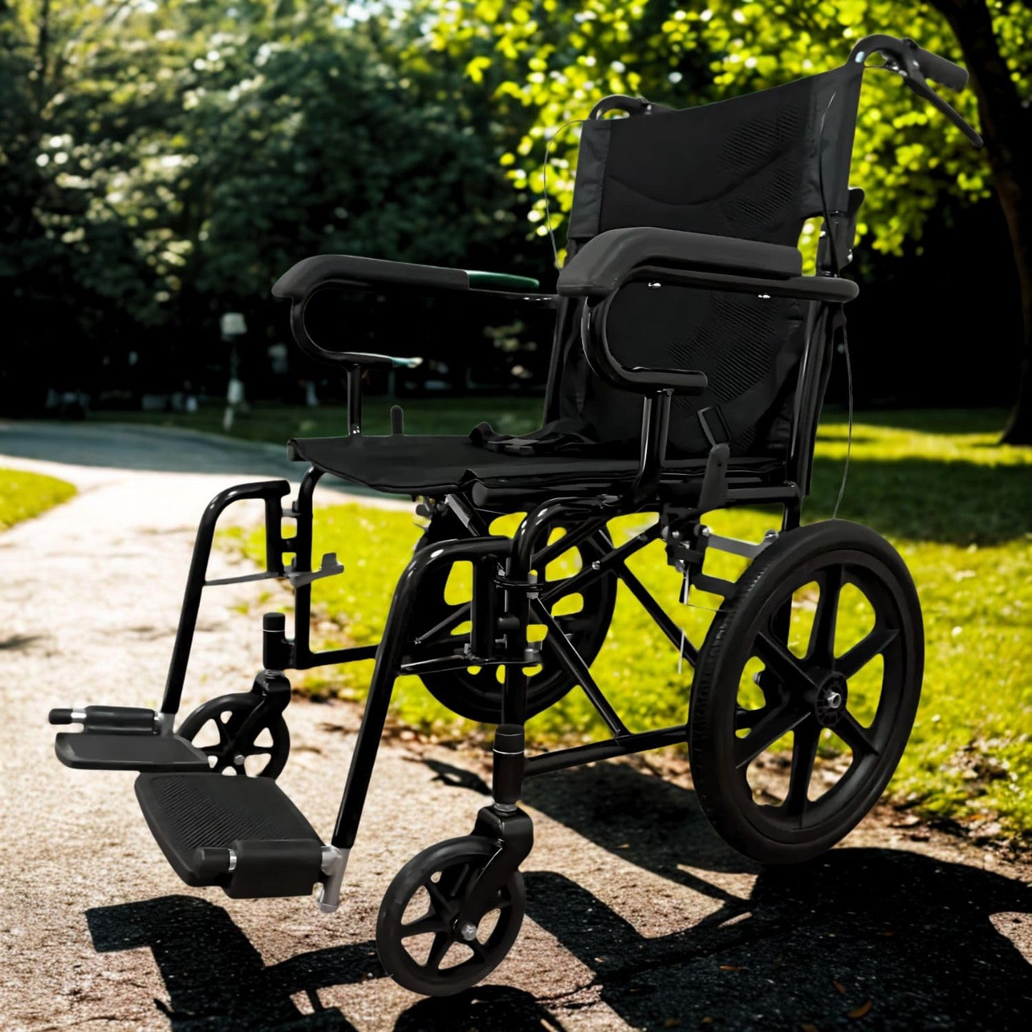 Silla De Ruedas ekomobility Plegable con Freno en Agarradera para Traslado