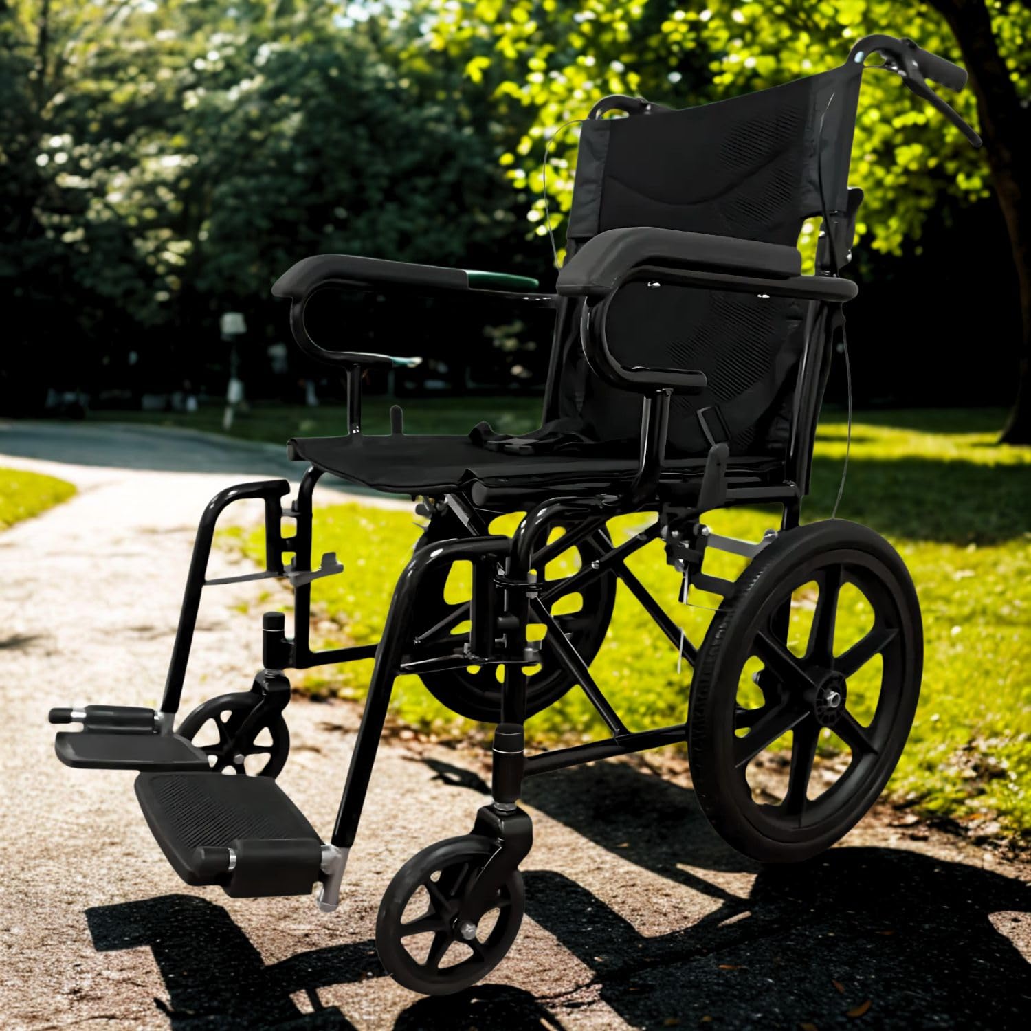 Silla De Ruedas ekomobility Plegable con Freno en Agarradera para Traslado