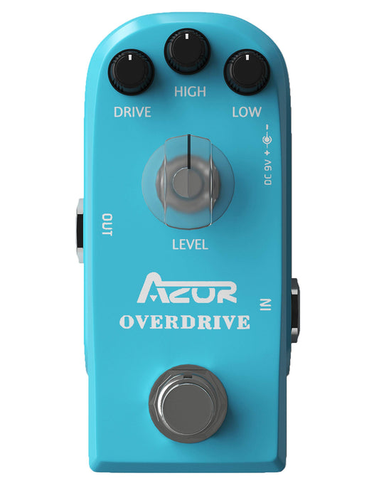 AZOR Overdrive - Pedal de efecto de guitarra de alta y baja, 3 modos, mini pedal para guitarra eléctrica True Bypass