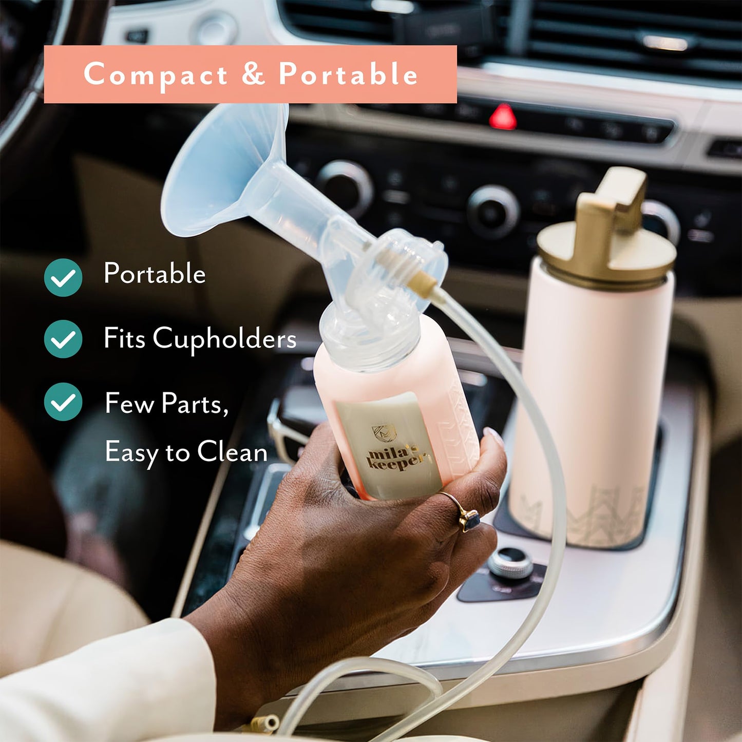 Mila's Keeper - Juego portátil de enfriador de leche materna aislado, almacenamiento de 20 horas, enfriador, botella de almacenamiento de leche materna y bolsa de hielo para viajes, se adapta a bombas