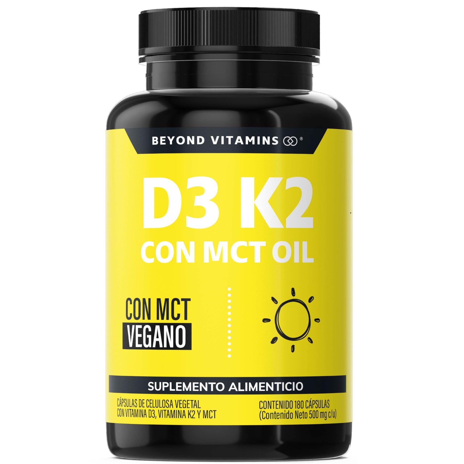 Suplemento Alimenticio Vegano Beyond Vitamins Sin Azúcar con Vitamina D3, K2 y MCT Oil