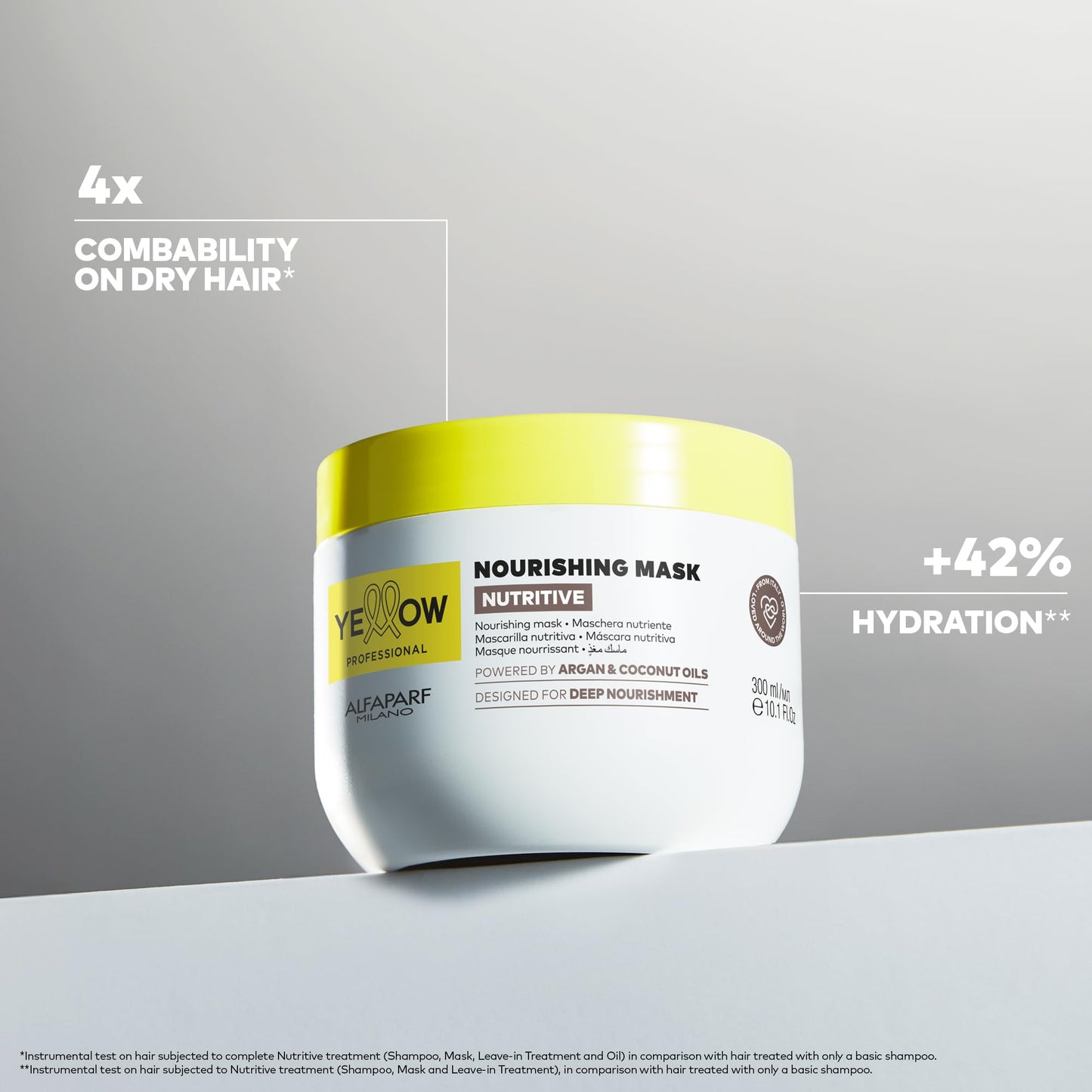 "Yellow Professional Nutritive Nourishing Mask 300 Ml - Mascarilla Nutritiva Para Cabellos Secos Potenciado Con Argan & Coconut Oils Concebido Para Nutrición Profunda"
