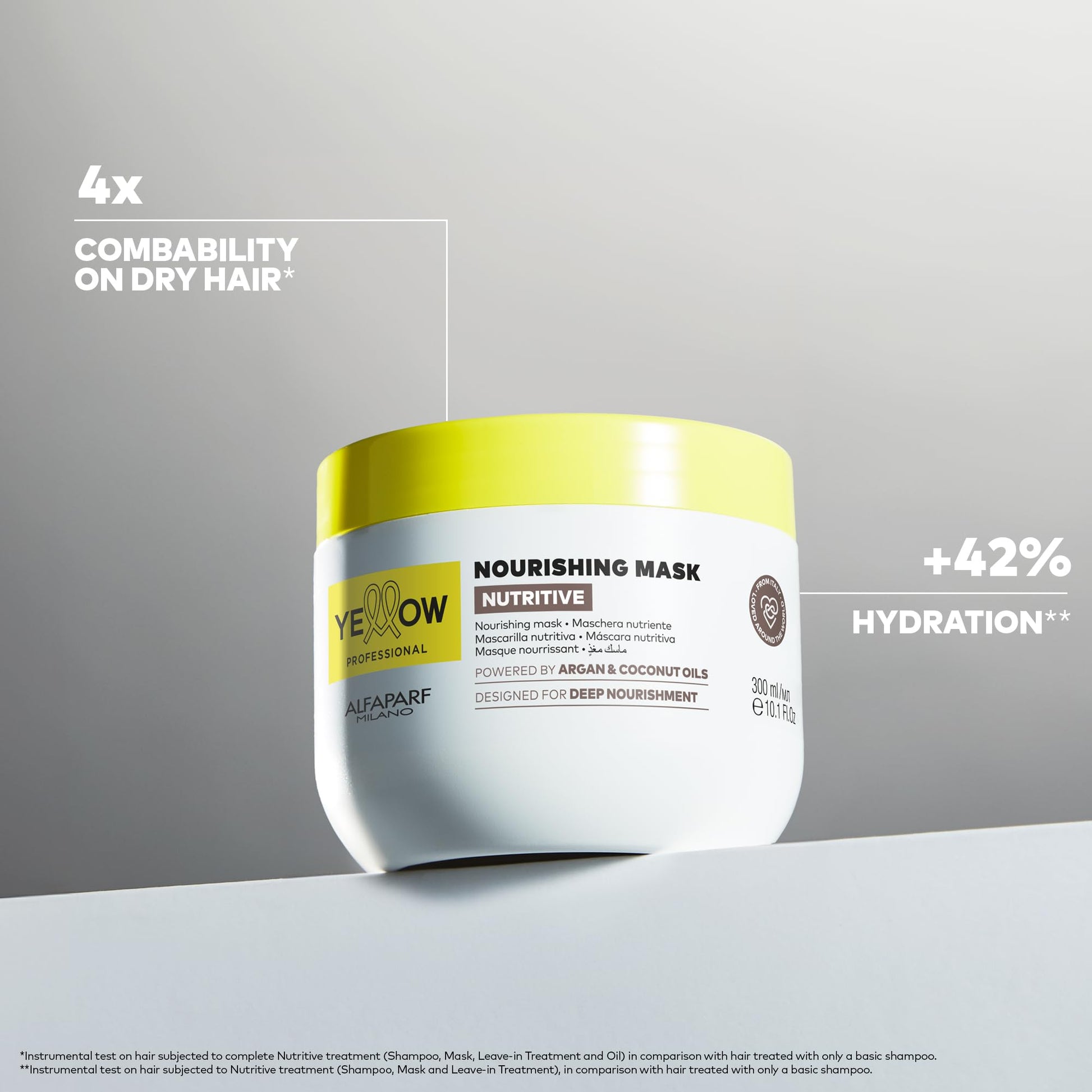 "Yellow Professional Nutritive Nourishing Mask 300 Ml - Mascarilla Nutritiva Para Cabellos Secos Potenciado Con Argan & Coconut Oils Concebido Para Nutrición Profunda"