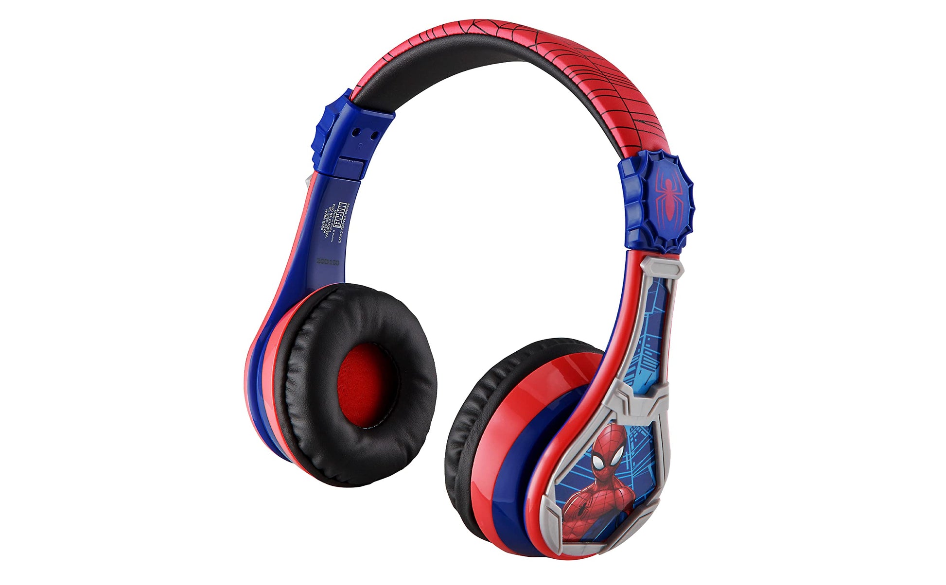 eKids Spiderman - Auriculares inalámbricos Bluetooth portátiles para niños con micrófono, volumen reducido para proteger la audición, batería recargable, diadema ajustable para niños, para escuela, hogar o viajes
