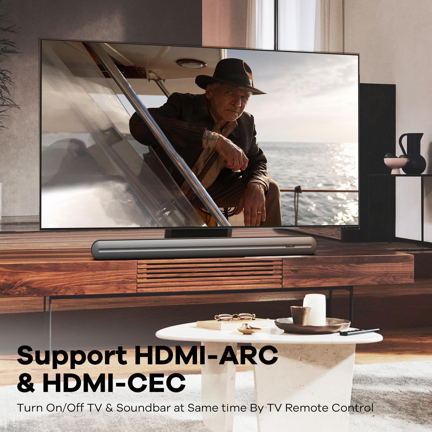 Heymell Barra de sonido Bluetooth de 150 W para TV, barras de sonido envolvente 3D para TV, barra de sonido para Smart TV con 6 controladores, sonido claro, sin ruido, altavoces de TV, barra de sonido