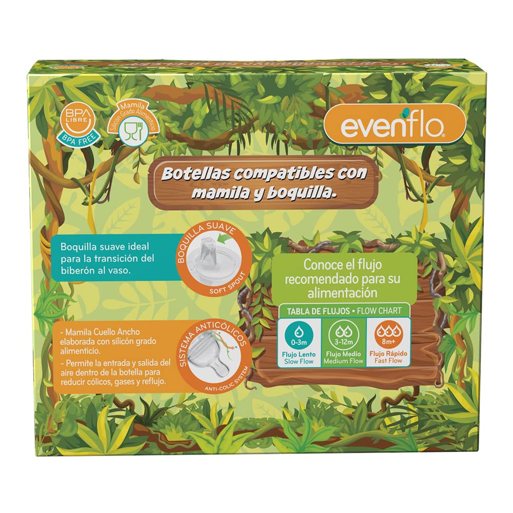 Set Edición Salvaje Biberones y Vaso Evenflo Multicolor 3 Pack