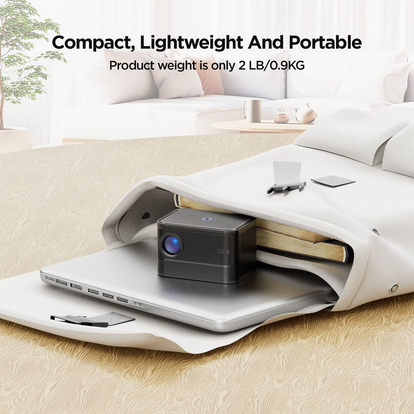 Mini Proyector XJ-HOME Blanco Enfoque Eléctrico 1080p WiFi 6 Bluetooth 5.2