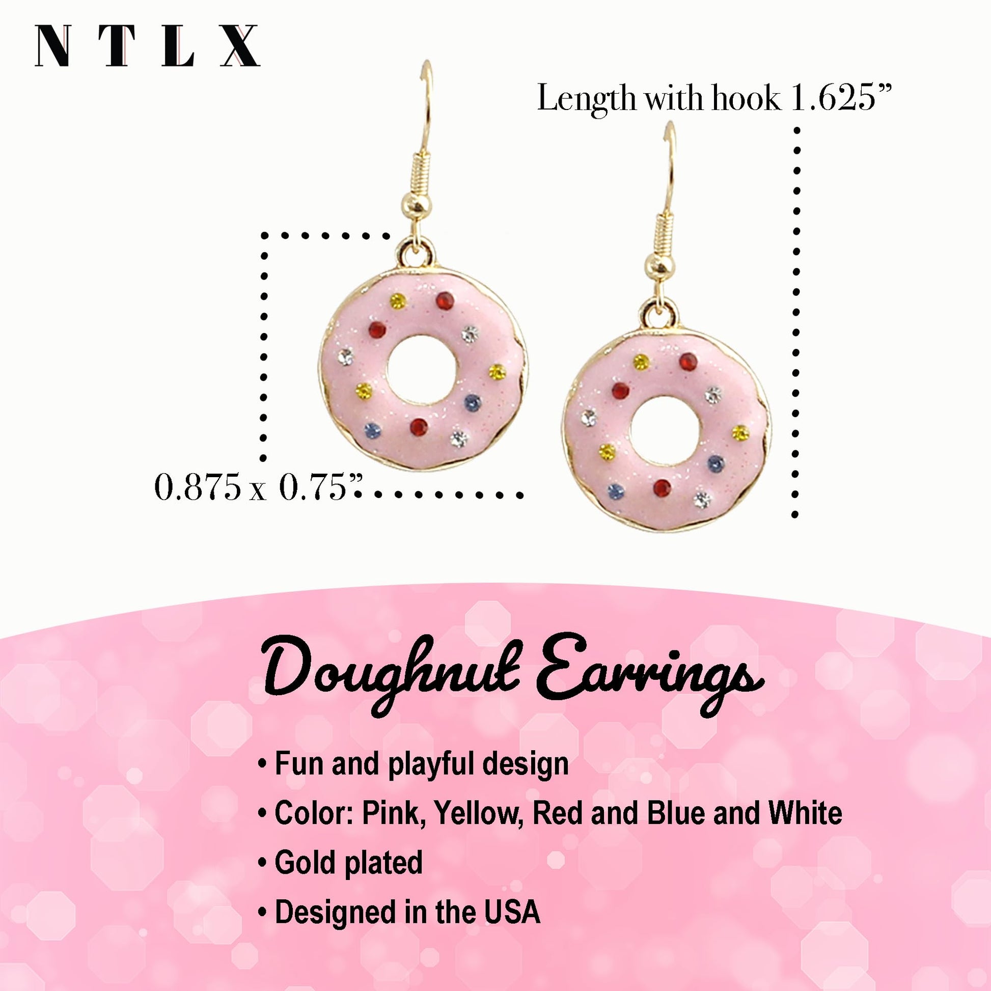 arete colgantes para mujer con forma de postre, helado, cono de helado, rosquilla, té de burbujas Boba, magdalenas, para amantes de la comida, hermosos colores pastel, chapado en oro, con caja de regalo incluida, Zinc, No es una piedra preciosa