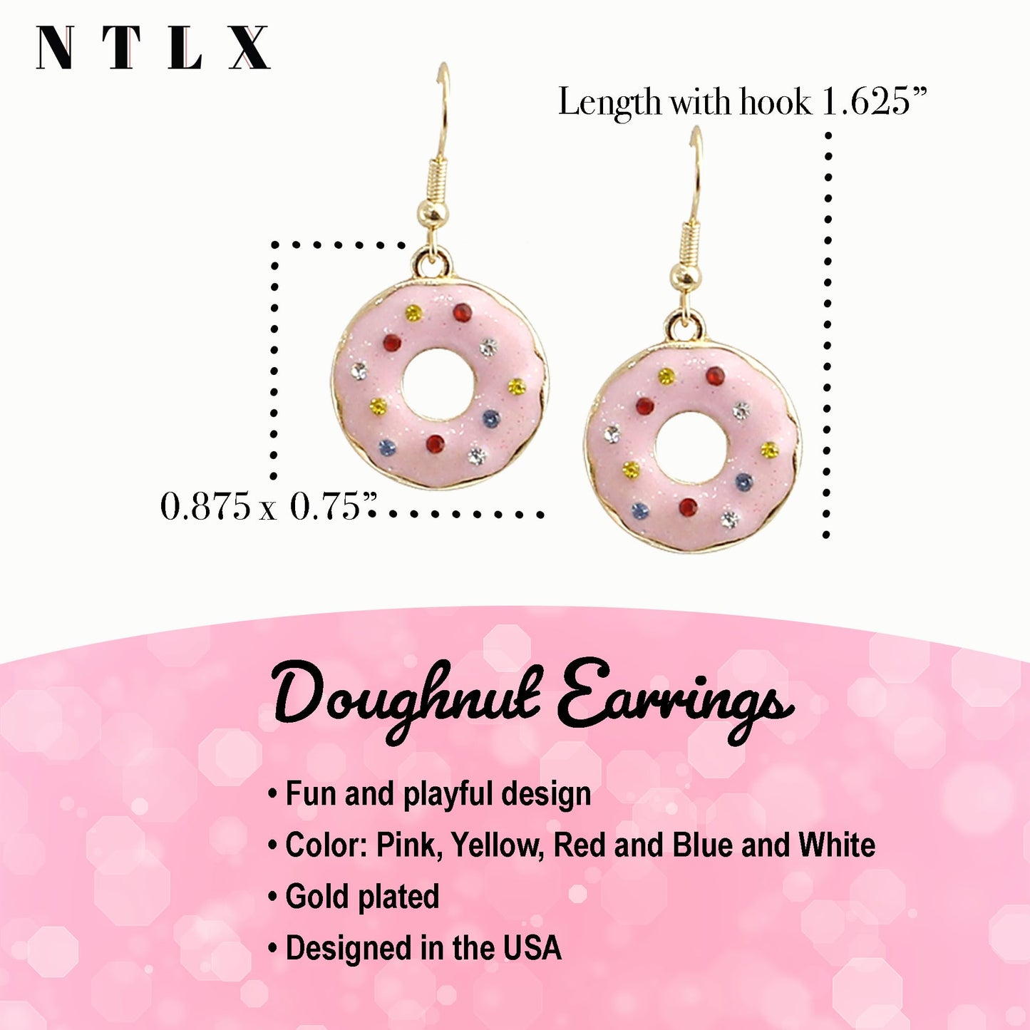 arete colgantes para mujer con forma de postre, helado, cono de helado, rosquilla, té de burbujas Boba, magdalenas, para amantes de la comida, hermosos colores pastel, chapado en oro, con caja de regalo incluida, Zinc, No es una piedra preciosa