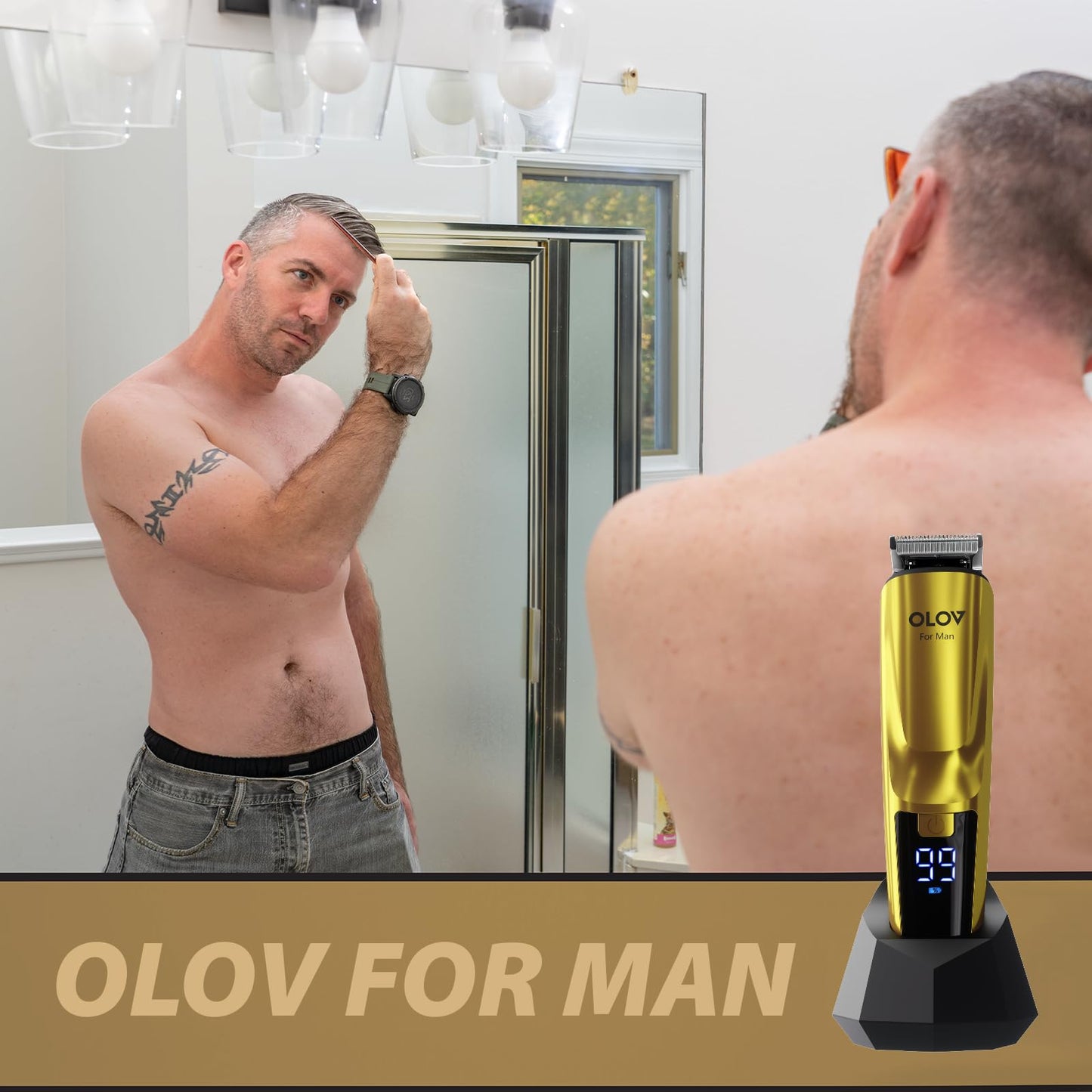 Cortadora de barba, 21 piezas para hombre, kit de aseo y cortapelos, maquinilla de afeitar eléctrica recargable inalámbrica, para barba, cara, nariz, recortadora de pelo, dorado