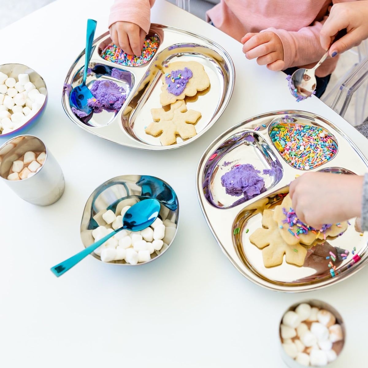 Ahimsa - Platos divididos para niños, acero inoxidable, 4 platos