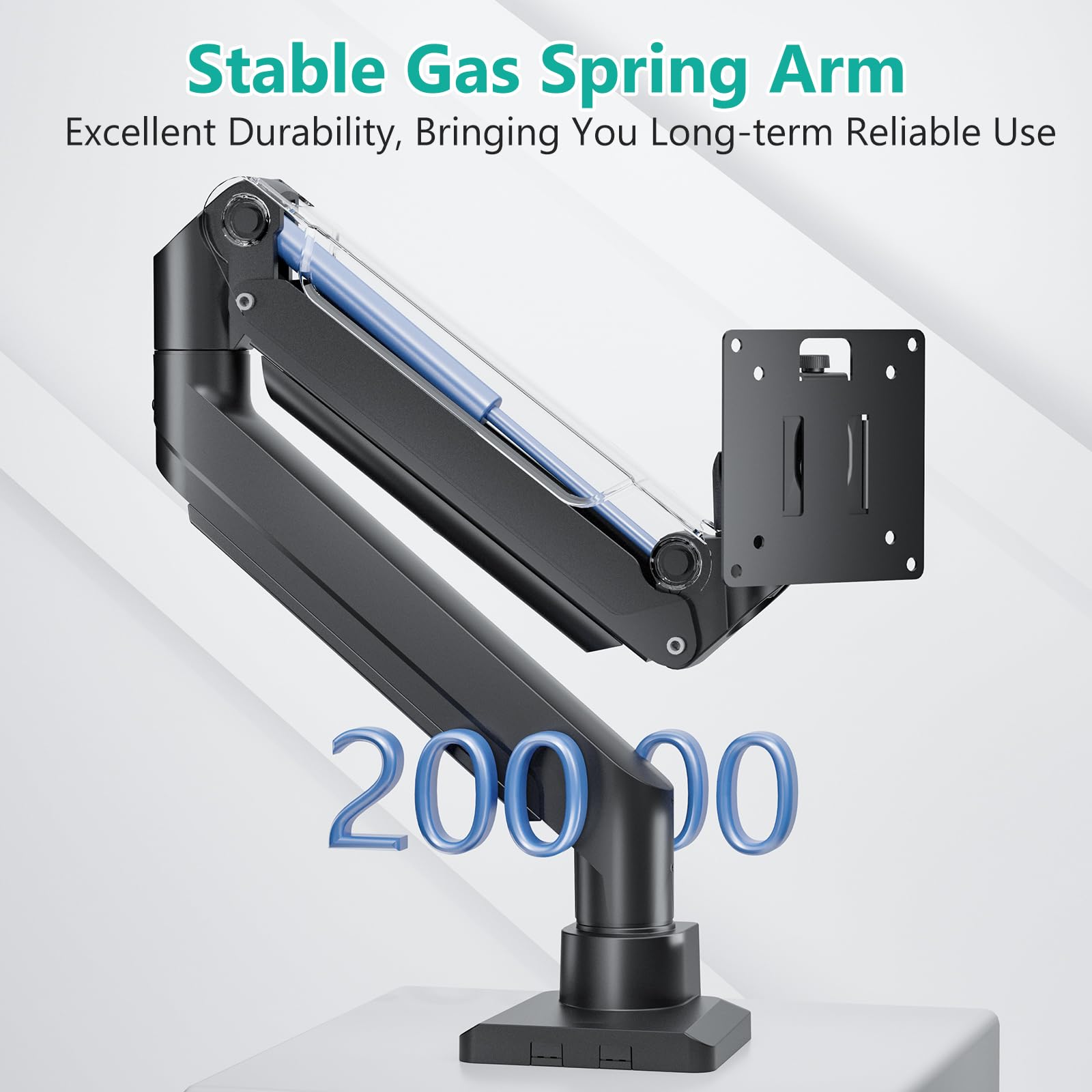 Soporte para Monitor WALI Negro con Brazo Ultra Ancho y Resorte de Gas Ajustable hasta 35 Pulgadas