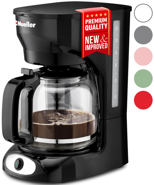 Cafetera de Goteo Mueller Borosilicato Apagado Automático Antigoteo Función Calor 12 Tazas
