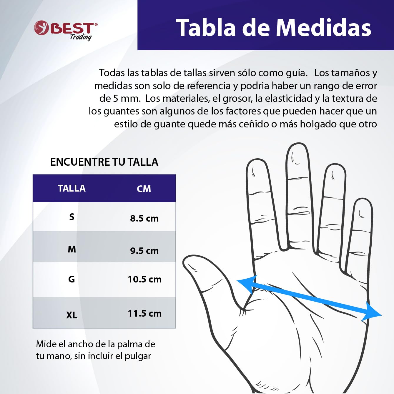 Best Trading 100 Guantes de Nitrilo Color Azul Ártico: Libres de Látex, Ajuste Perfecto, Guantes Premium con Tecnología Touchscreen. Comodidad, Seguridad y Funcionalidad en tus Manos (Mediano)
