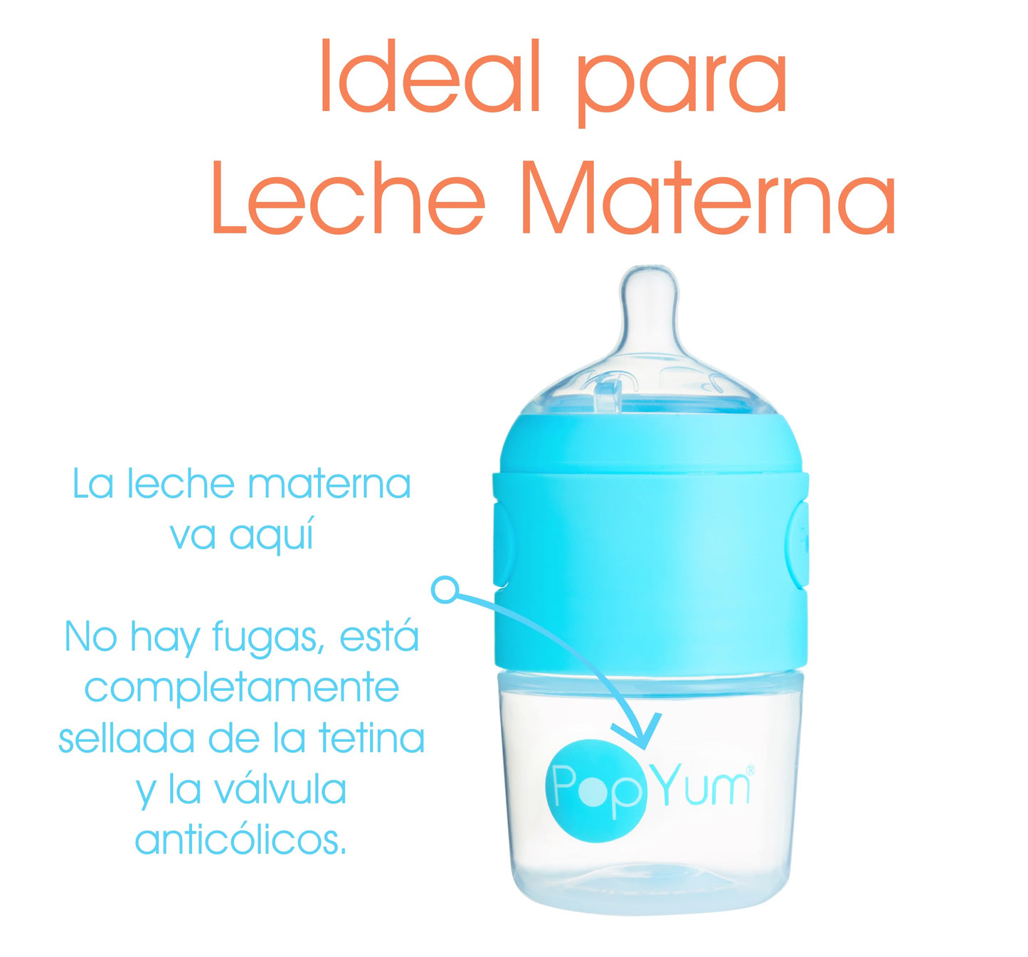 Biberón Anticólicos PopYum Azul de 5oz para Mezclar Fórmula para Bebé 2 Piezas