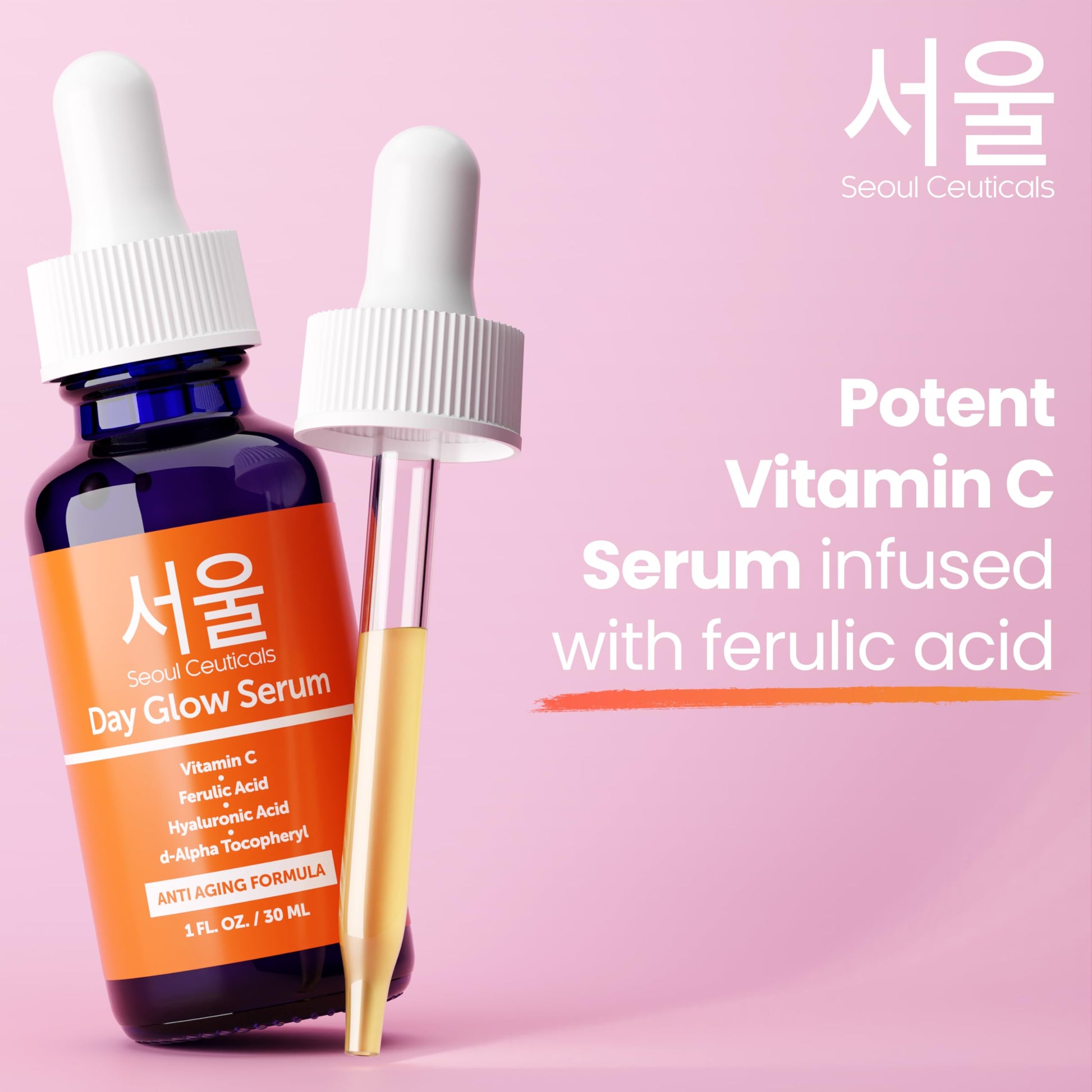 SeoulCeuticals - Suero de Vitamina C 20% y Ácido Hialurónico, Antienvejecimiento, 30 ml