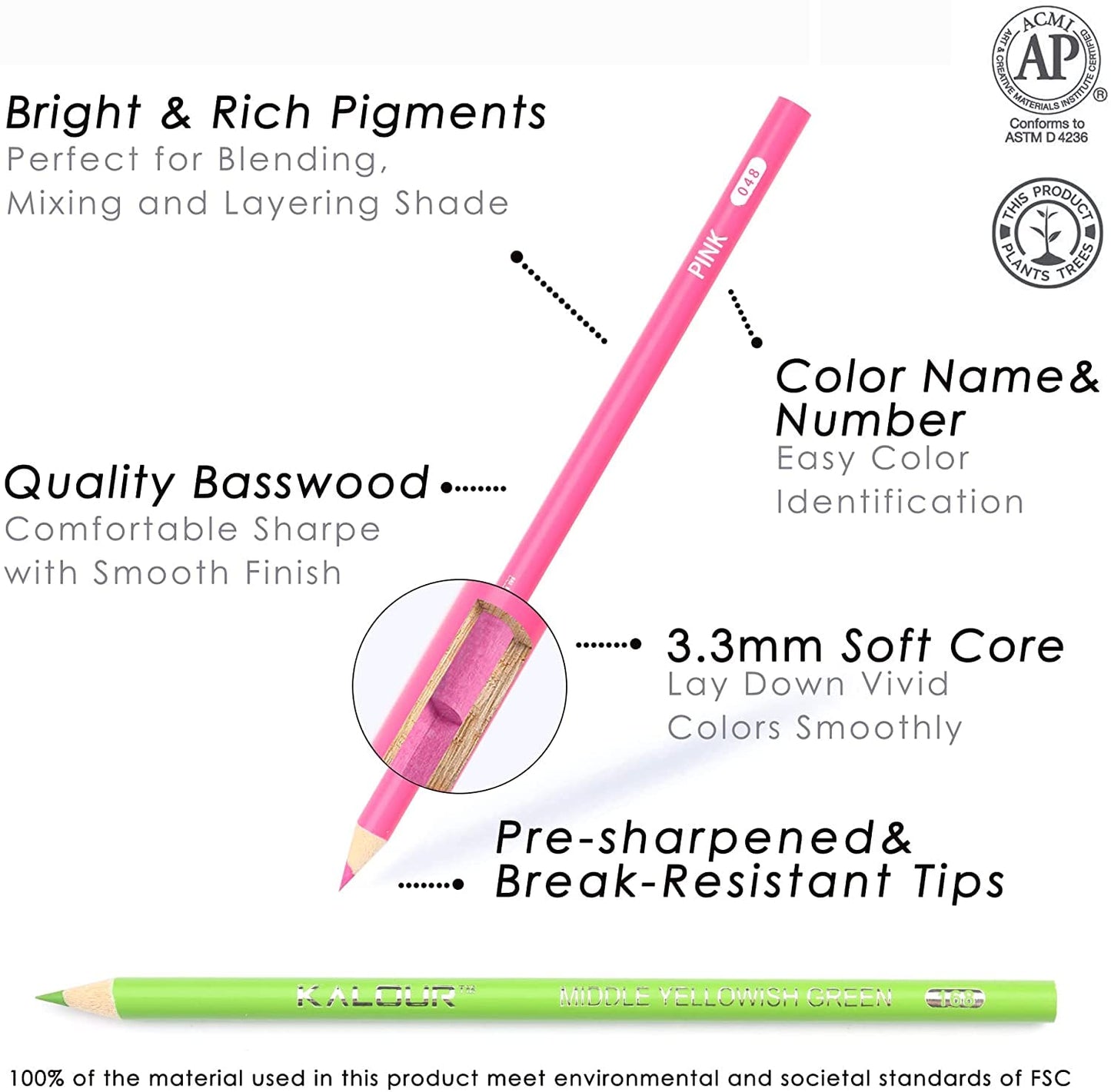 Ccfoud 180 Lápices de Colores, Juego de Dibujo Profesional, Numerados, Lápices de Colores de Núcleo Suave Para Adultos, Sombreado, Coloreado, Mezcla y Capas