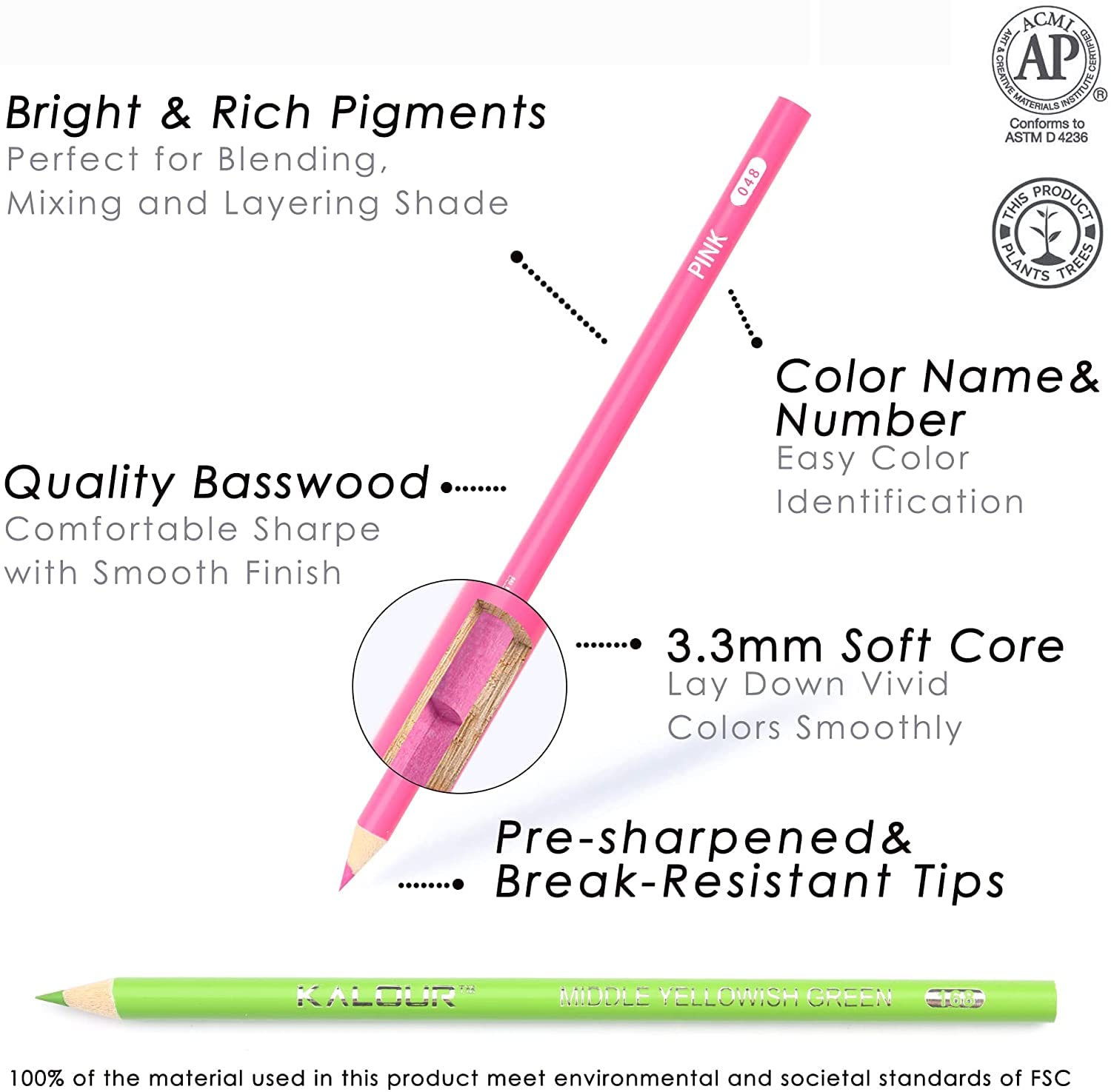 Ccfoud 180 Lápices de Colores, Juego de Dibujo Profesional, Numerados, Lápices de Colores de Núcleo Suave Para Adultos, Sombreado, Coloreado, Mezcla y Capas