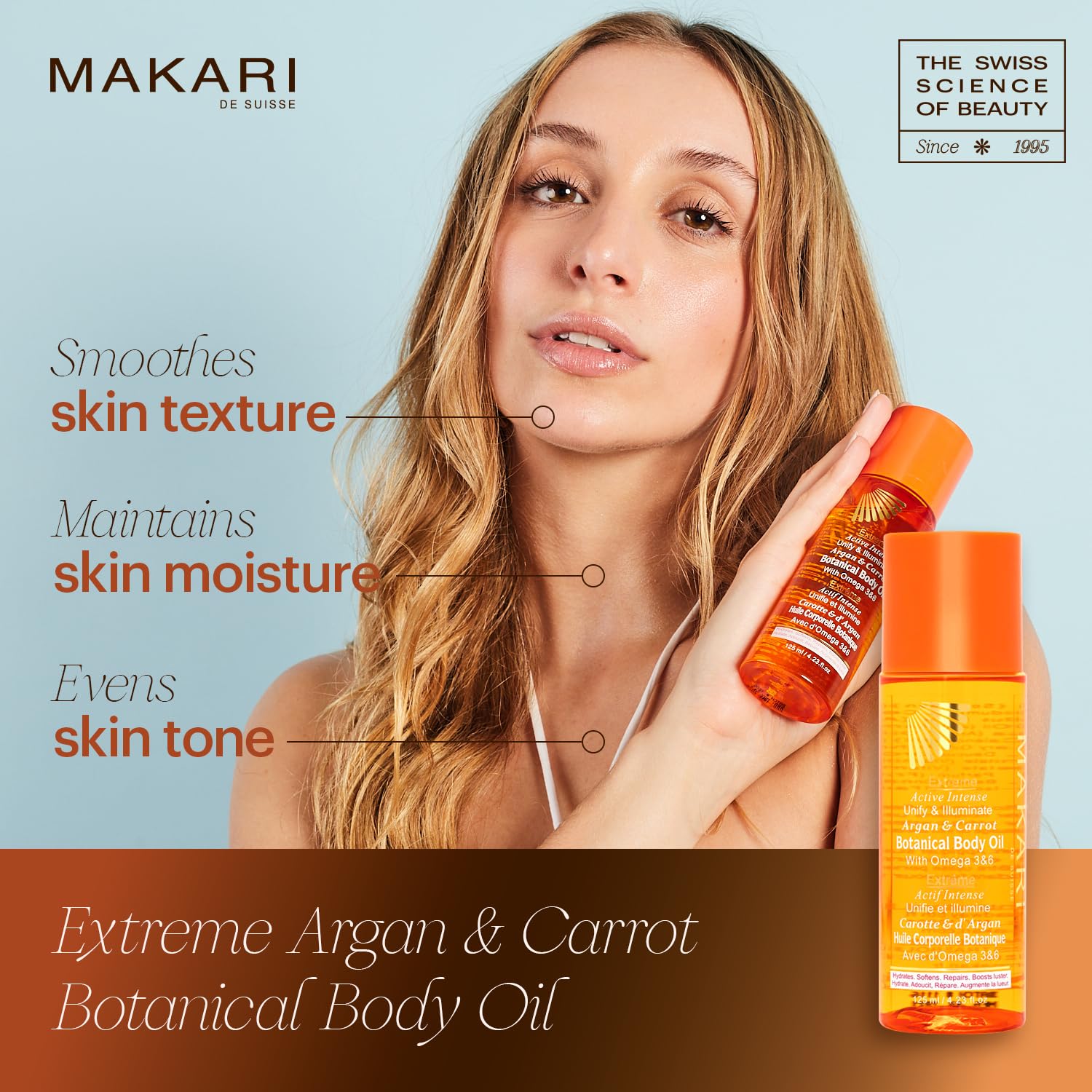 Makari Extreme Botanical Body Oil 4.23 fl. Oz. â€" Moisturizing, Toning & Anti-Aging Body Treatment With Omega 3 & 6, Argan, Carrot & Soybean Oils â€" Hydrating Formula for Wrinkles, Dryness