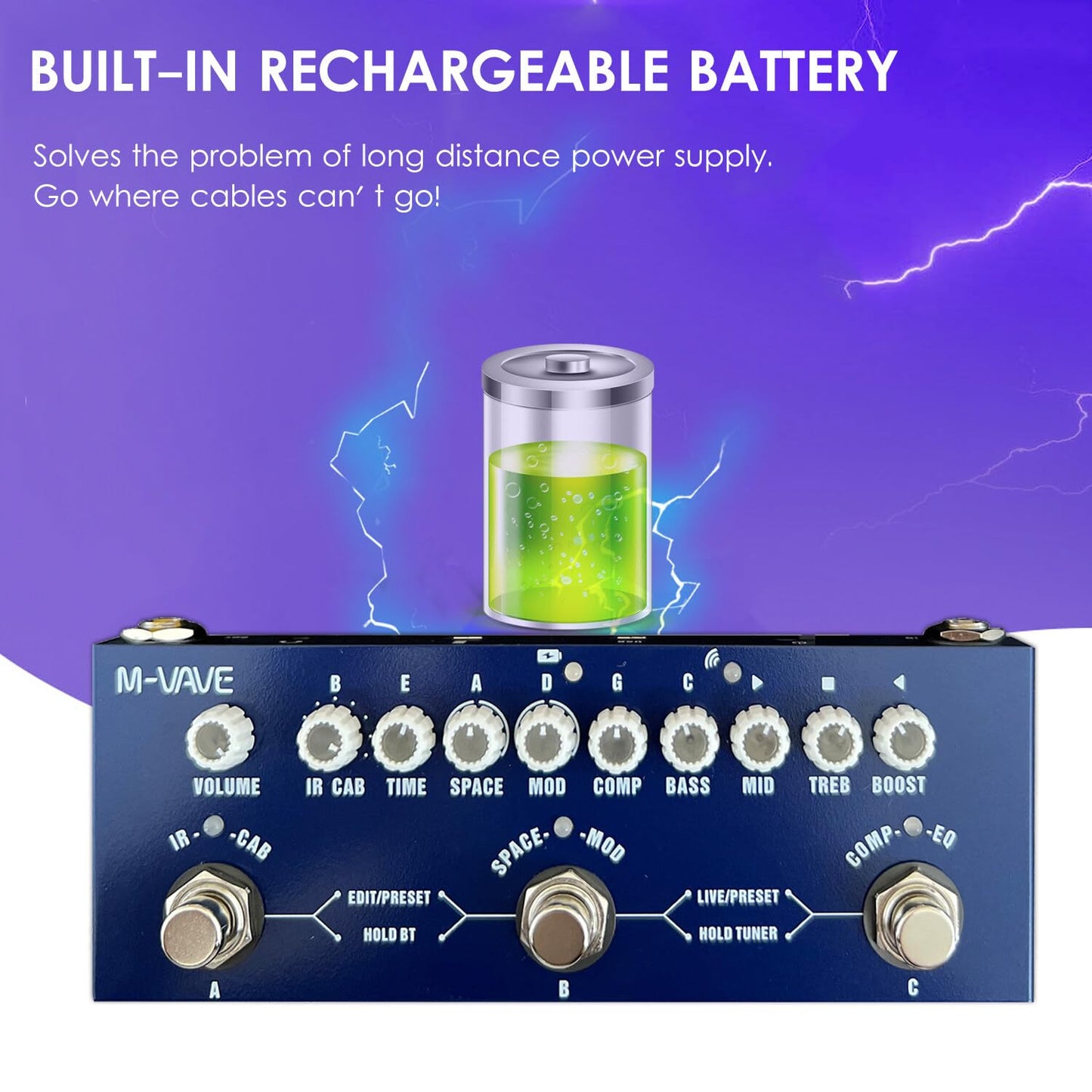 Cube Baby Pedal de Efecto Combinado de Graves Multifuncional portátil con reproducción de música Wirel grabación de teléfono o función de Interfaz