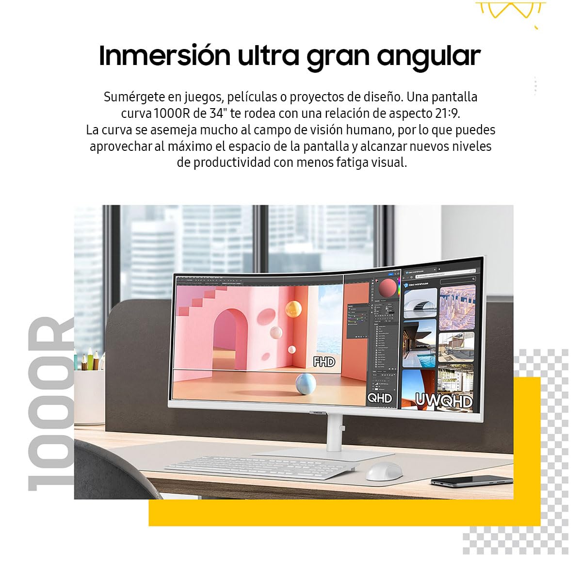 Monitor Samsung 34 Pulgadas Thunderbolt Curvo Alta Resolución Blanco