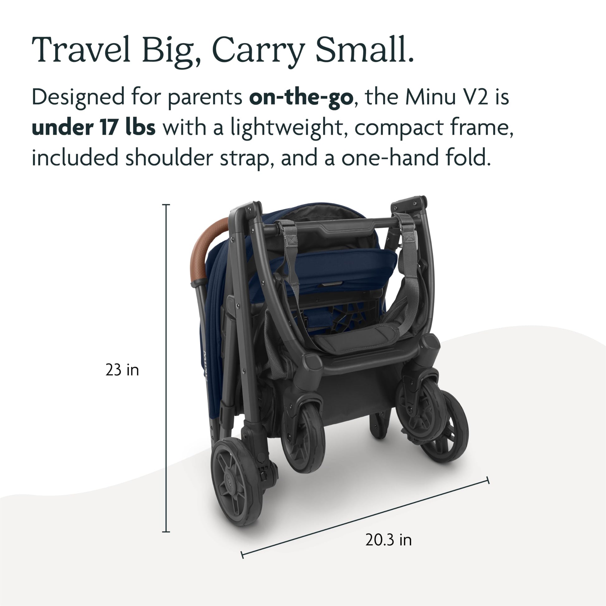 Carriola de Viaje UPPAbaby Minu V2 Verde Melange con Diseño Portátil y Barra de Parachoques de Piel