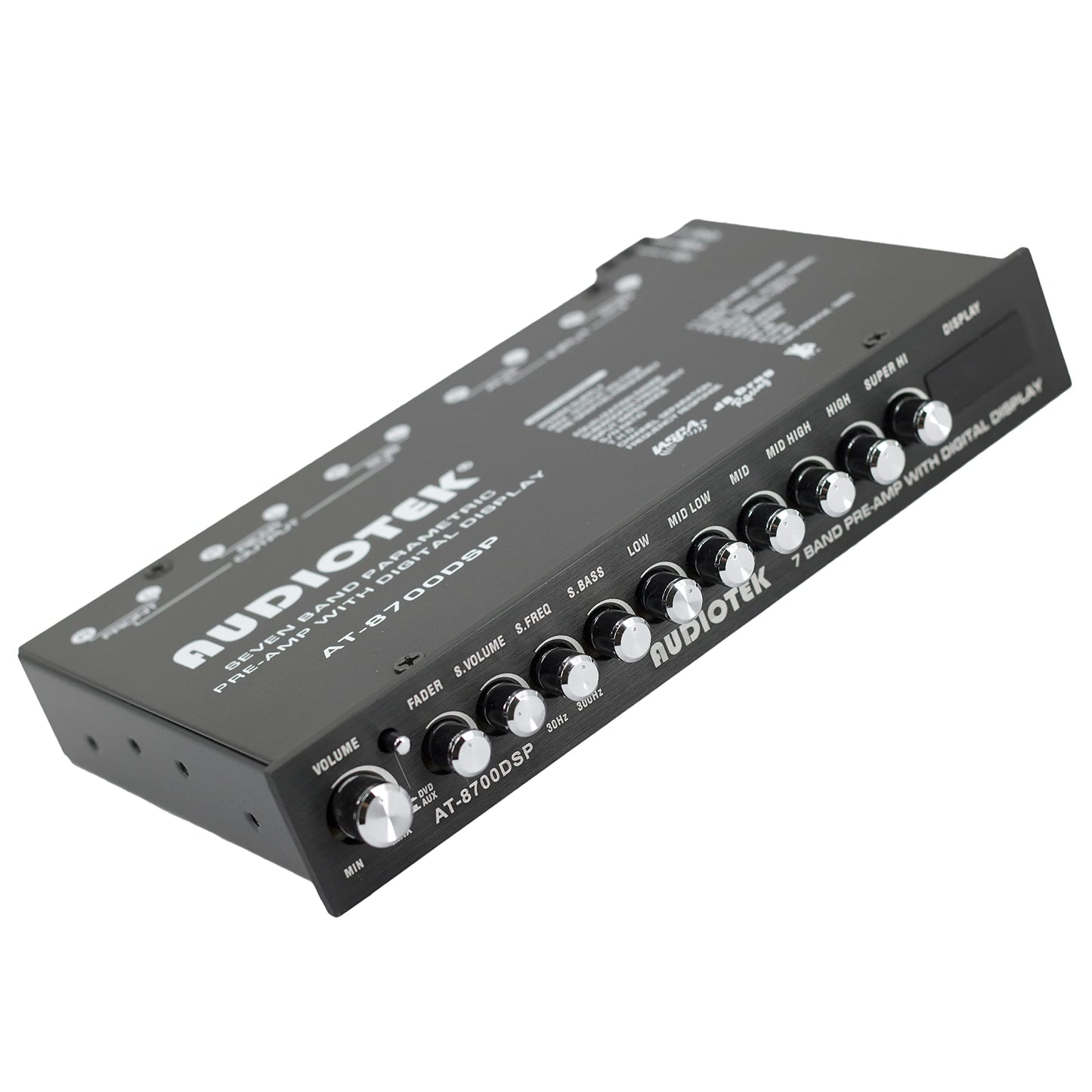 Ecualizador de Audio de Coche Audiotek 8700DSP Negro con 7 Bandas y Salida RCA Chapada en Oro