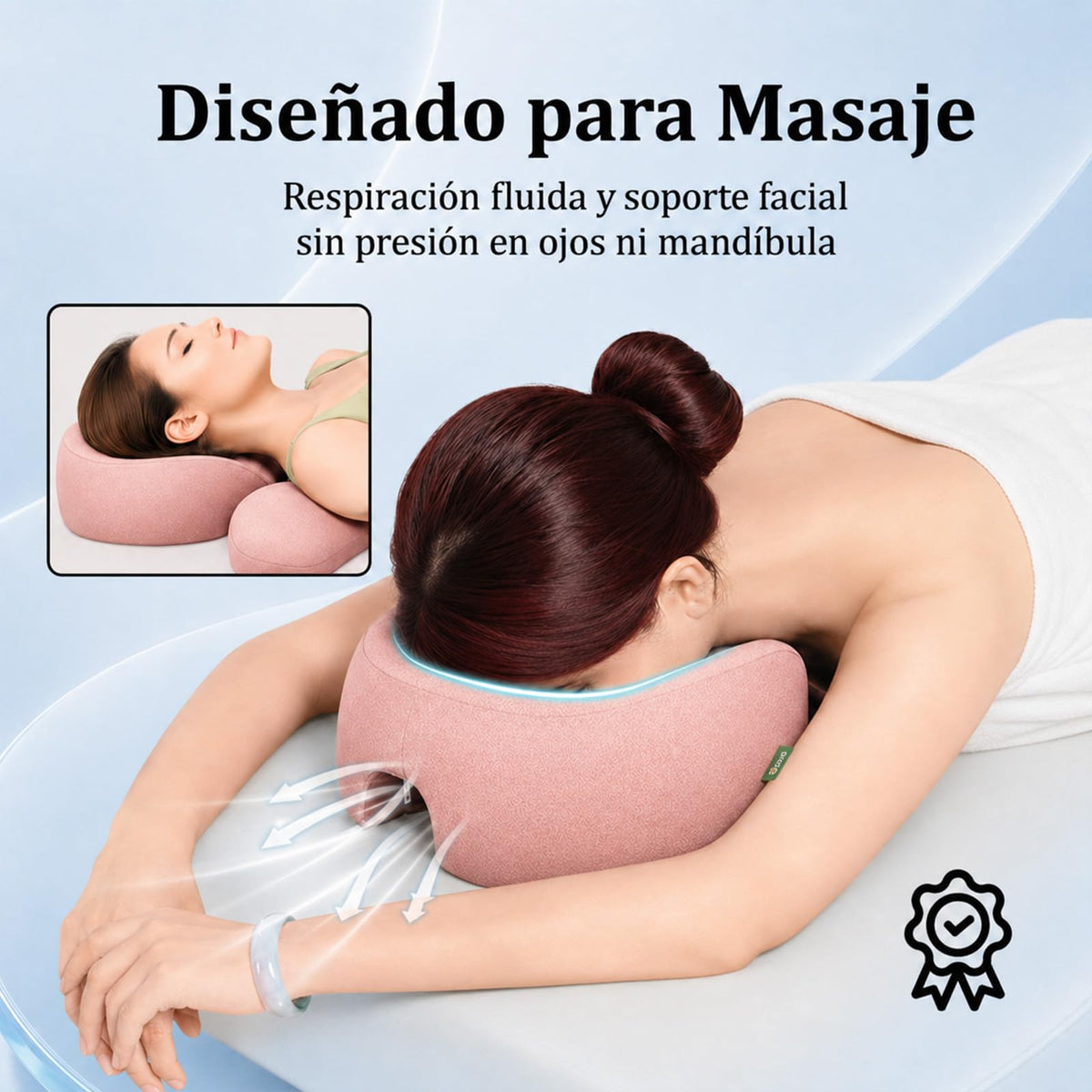 Reposacabezas de Masaje YFTSHK Blanco Ergonómico de Memory Foam con Funda Lavable para Mujer