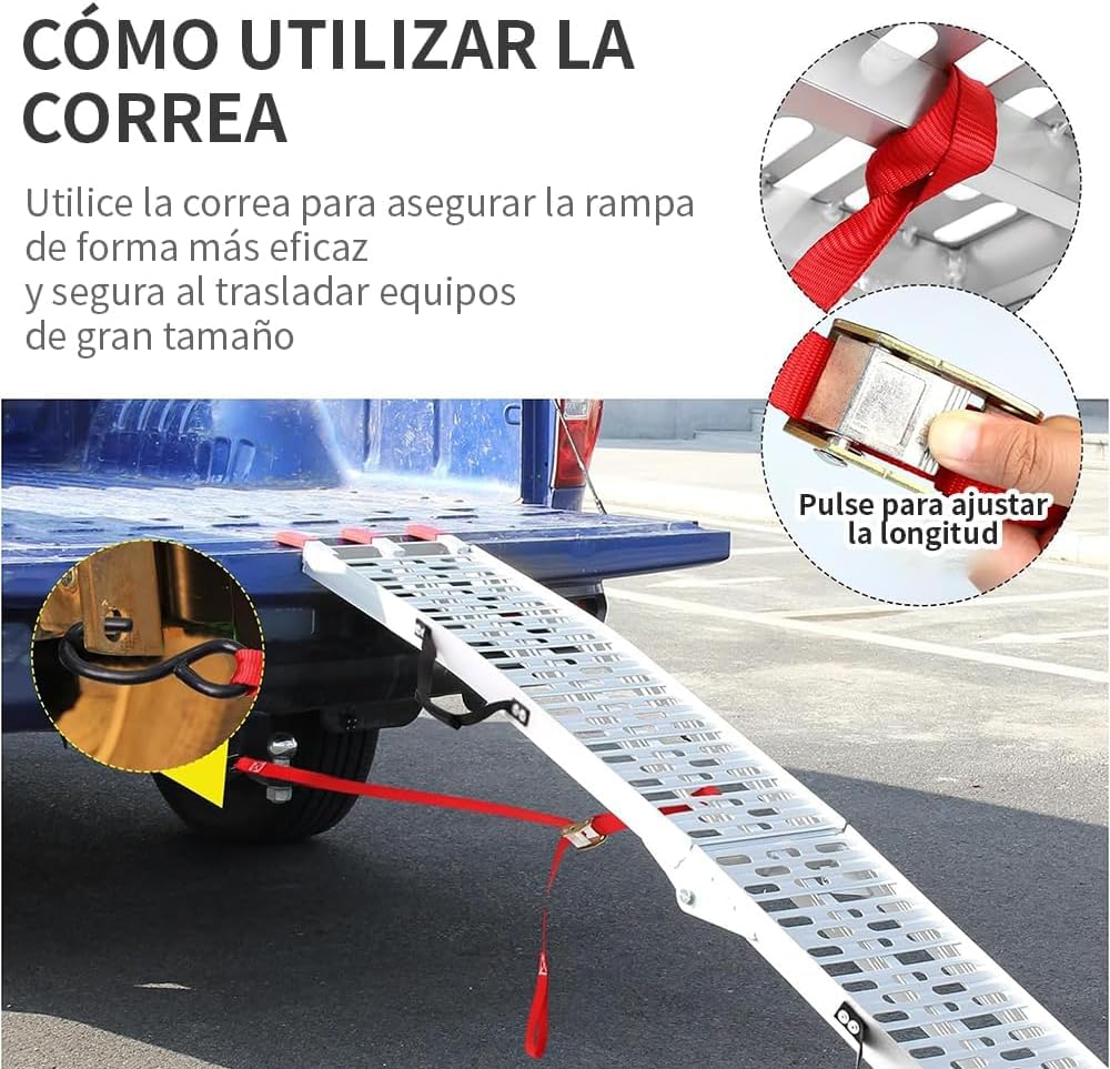 BOBOJIIIER Rampa Plegable De Aluminio para Motocicleta/Cuatrimoto ATV, Capacidad De 550KG 1200Libras, 222,5 x 28 x 5 cm para Motocicletas, Bicicletas, UTV, ATV, Camiones y Equipos de Jardinería