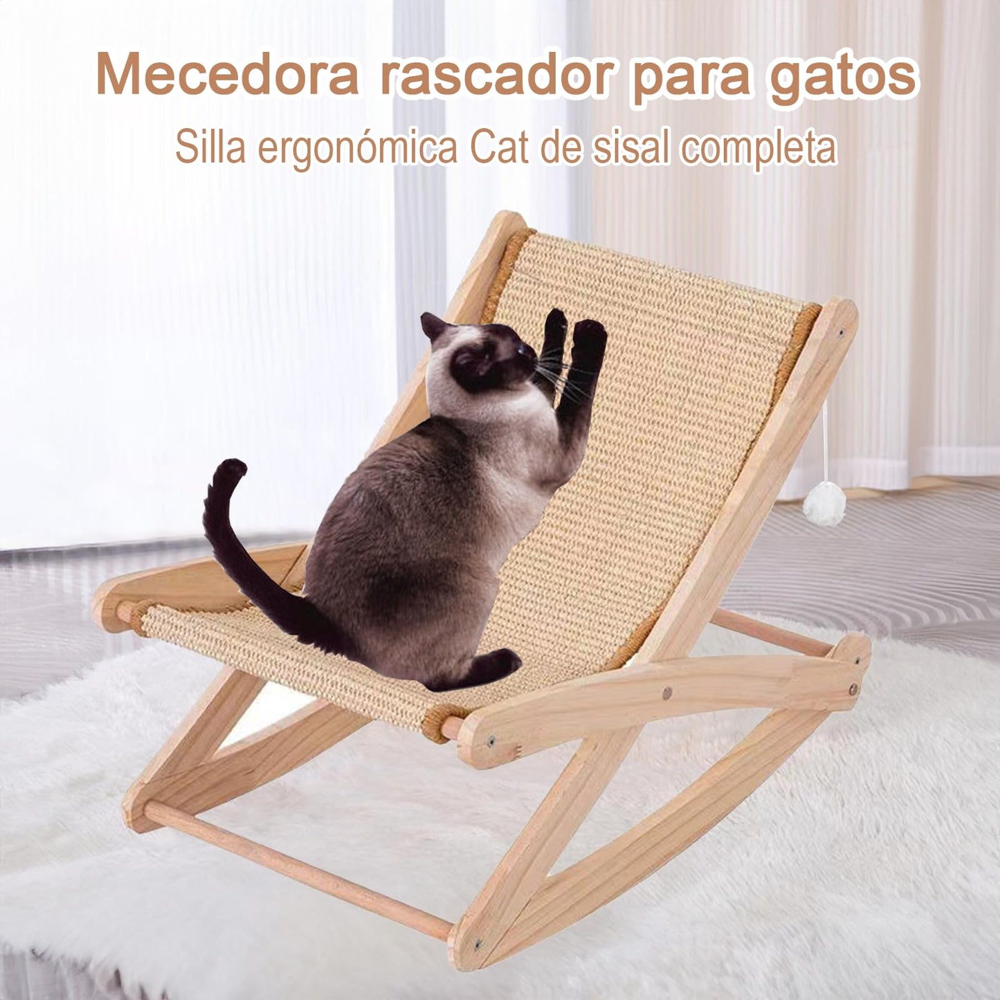 Mecedora MNJKJHL sisal con Rascador y Pelota para Gato