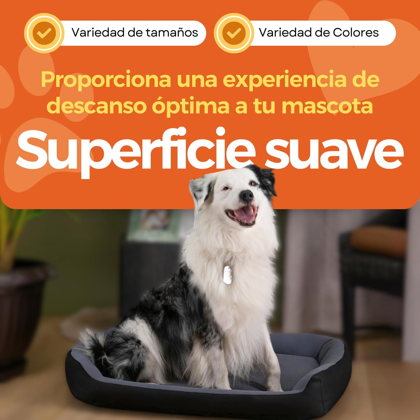 Cama para Perro PETS APPAREL HILLS Negra Gris Resistente y Confortable