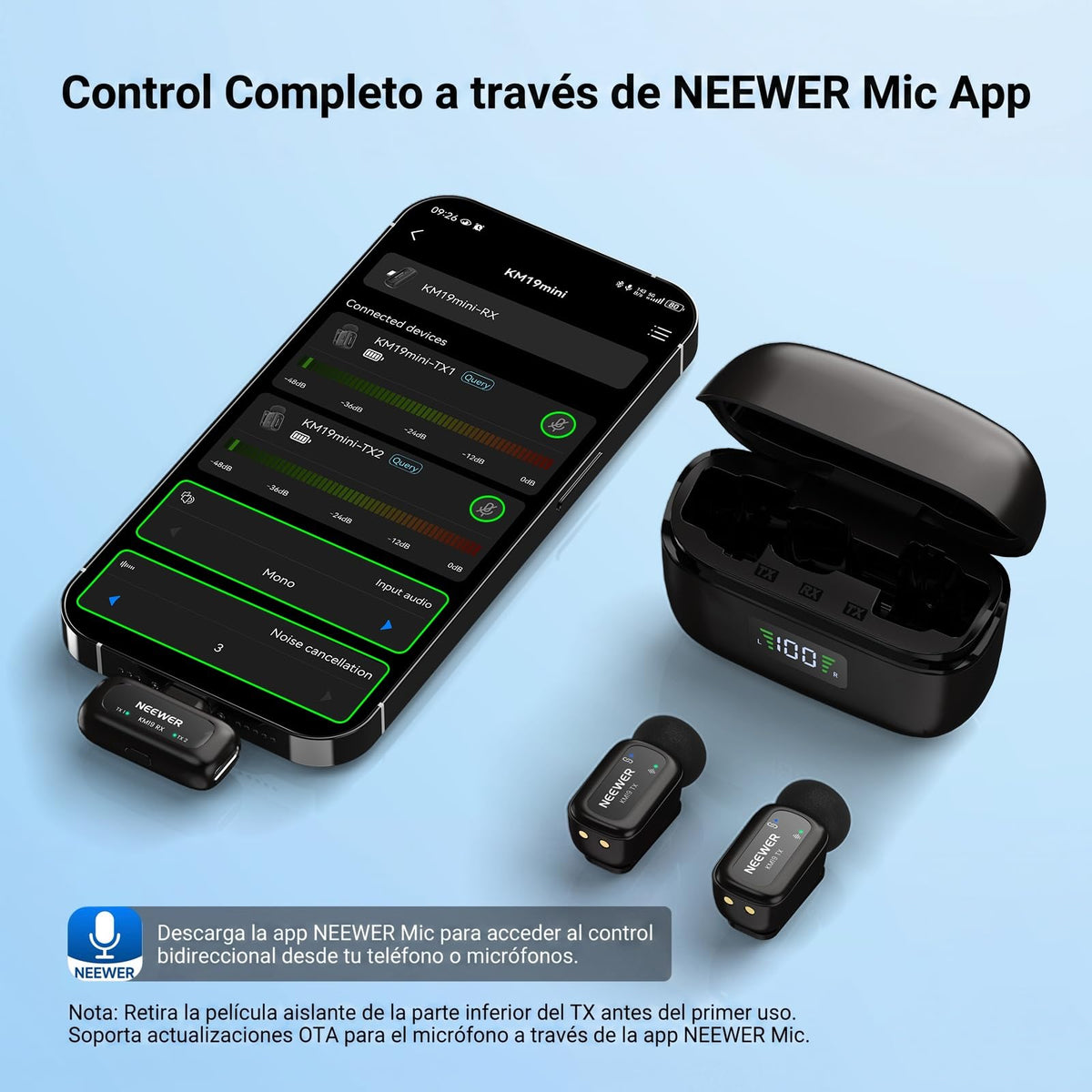 Micrófono Mini NEEWER KM19 Negro Compatible con iPhone 18 Pro/Pro MAX 17 16