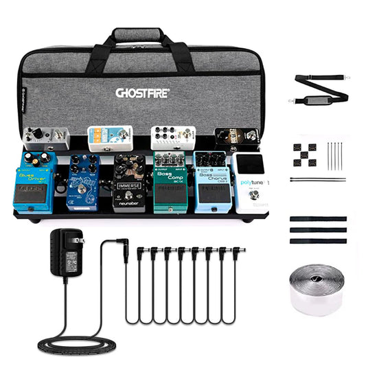 Ghost Fire - Pedal de guitarra de aleación de aluminio de 1.5 libras con efecto superligero, 19.7 x 7 pulgadas, con bolsa de transporte SPL-02 y adaptador de fuente de alimentación GA-8
