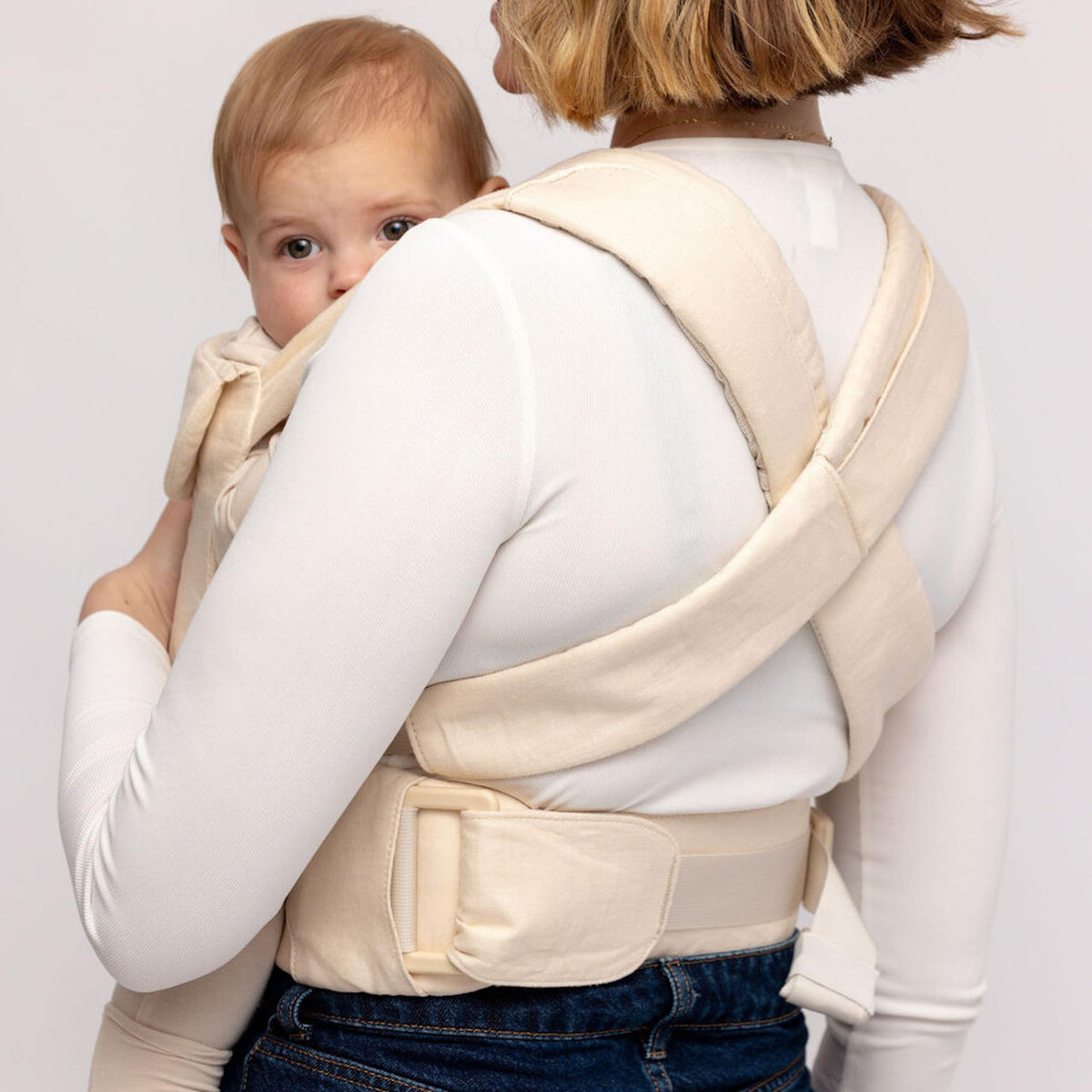 WildBird - Transportador aéreo - 7 a 45 libras - para mamás, papás y cuidadores - 100% fibras naturales de lino europeo - Versátil y ajustable - Tamaño grande - Tela gorrión