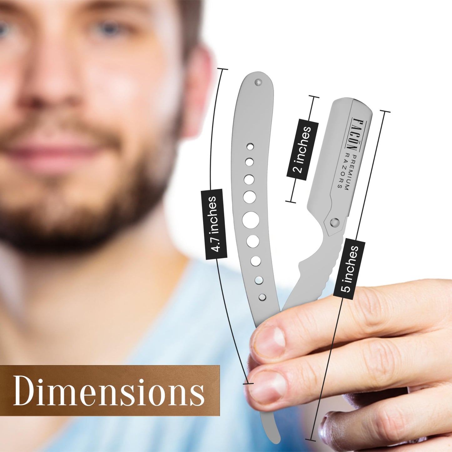 100 Blades + Facón Classic Professional Straight Edge Barber Razor - Salon Quality Cut Throat Shavette