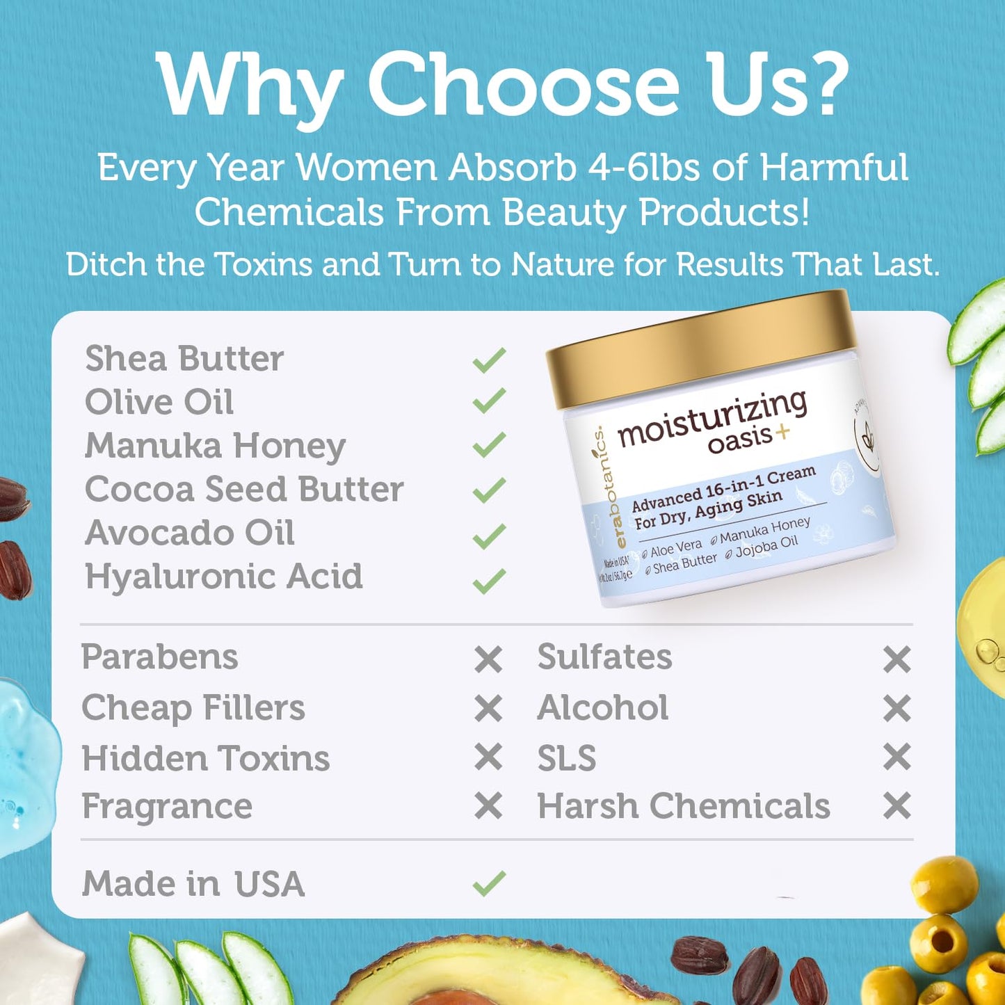 Rejuvenating Natural Face Moisturizer Cream - Extra Hydrating 16-in-1 Facial Cream For Dry Skin With Manuka Honey, Cocoa Butter, Avocado Oil, Jojoba Oil - pH Balanced Non Greasy Day & Night Cream